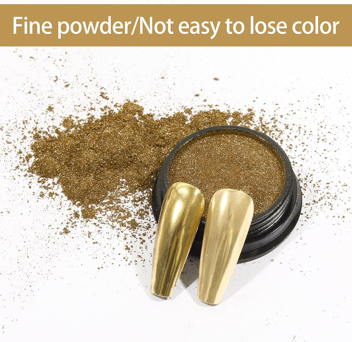 Artdone Chrome Nail Powder, Light Gold Iridescent Aurora Powder Metallic Mirror Effect Pigment Pearlescent Mermaid Pigment Pearl Glitter Dust Kit, Nail Art Decoration, Resin Craft