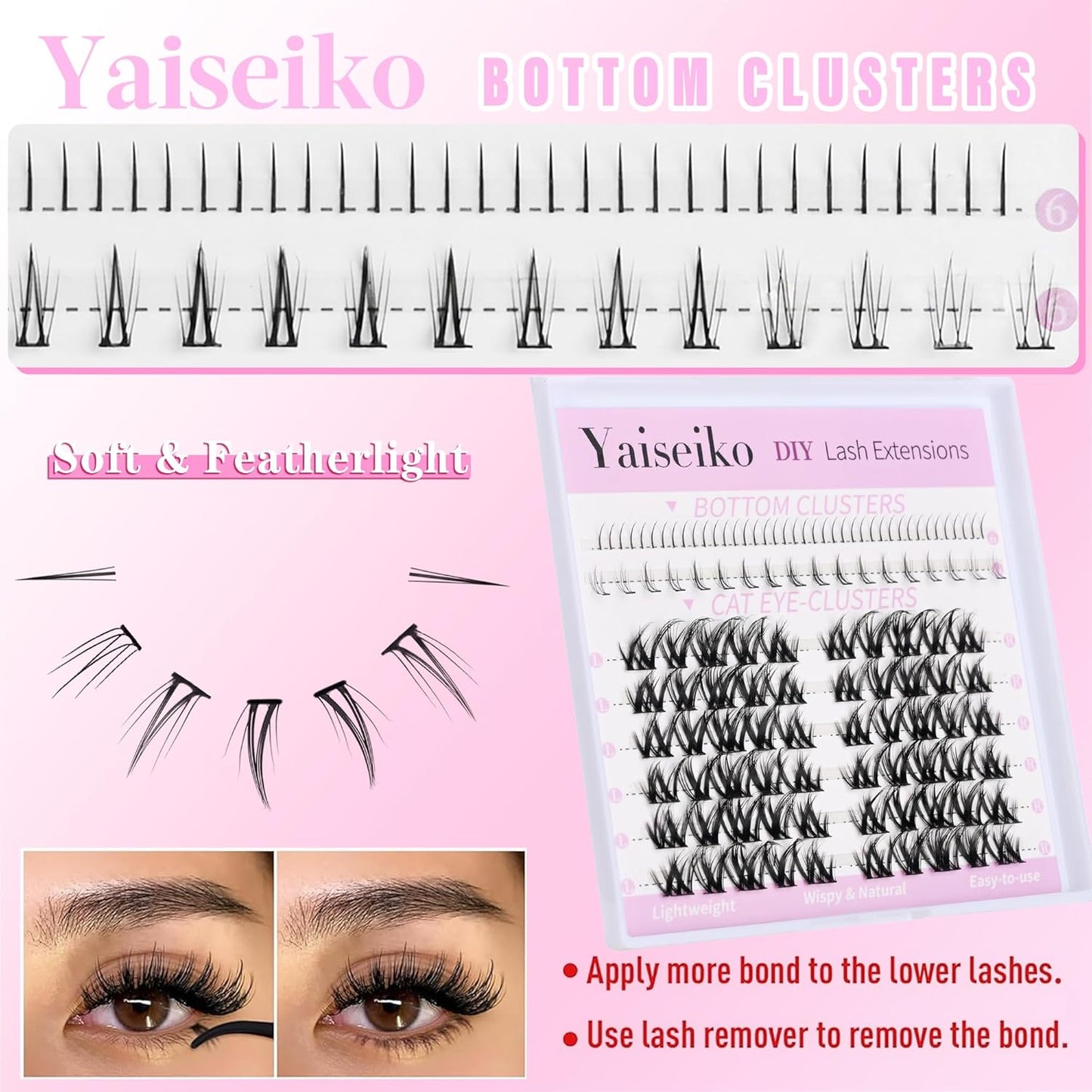 Lash Clusters With Bottom Lash Clusters Doll Eyelashes Cluster Lashes Natural Look DIY Lash Extension Lashes 118 Pcs Left&Right Cluster Eyelashes Extensions Wispy Lashes Fluffy Eyelash Clusters
