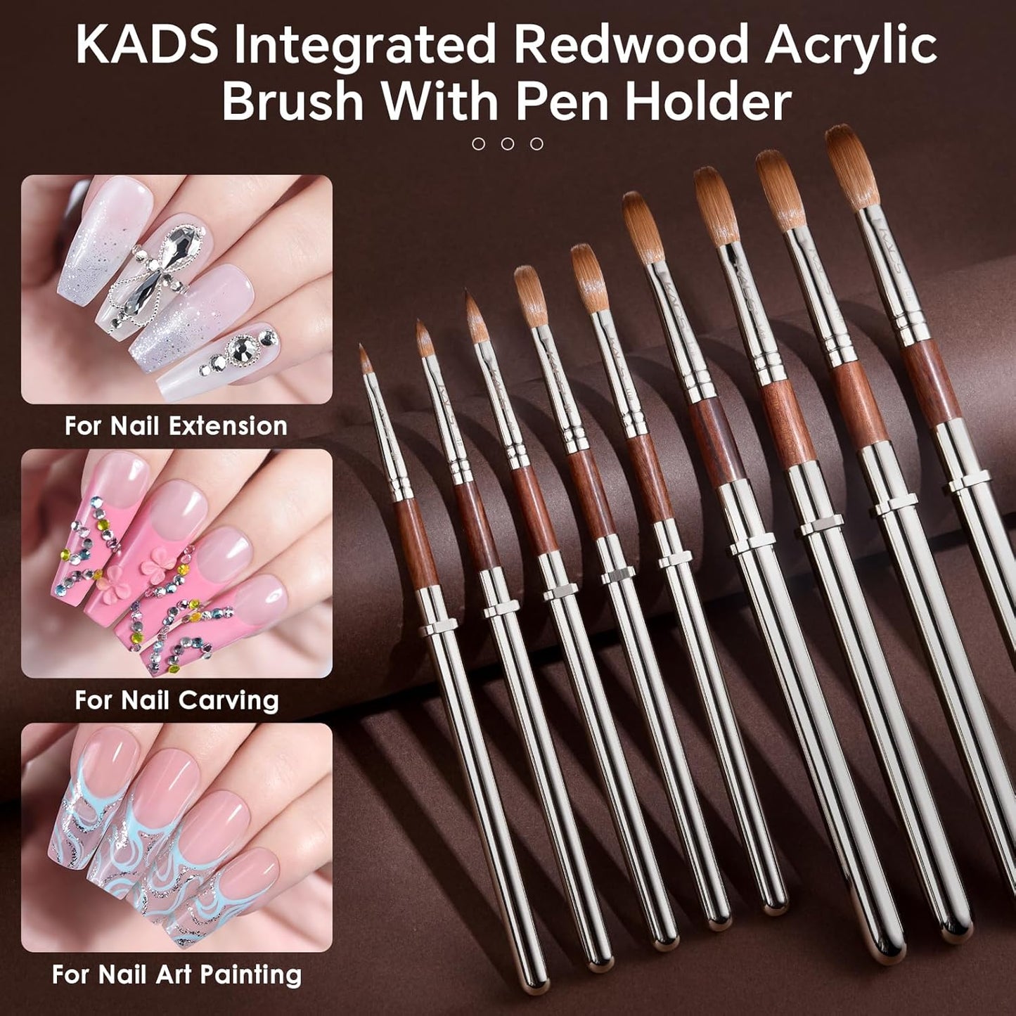 KADS Acrylic Nail Brush with Penholder Nail Brush for Acrylic Application-Oval Shaped Powder Nail Design Tools for Professional Manicure DIY Home Salon (12#)
