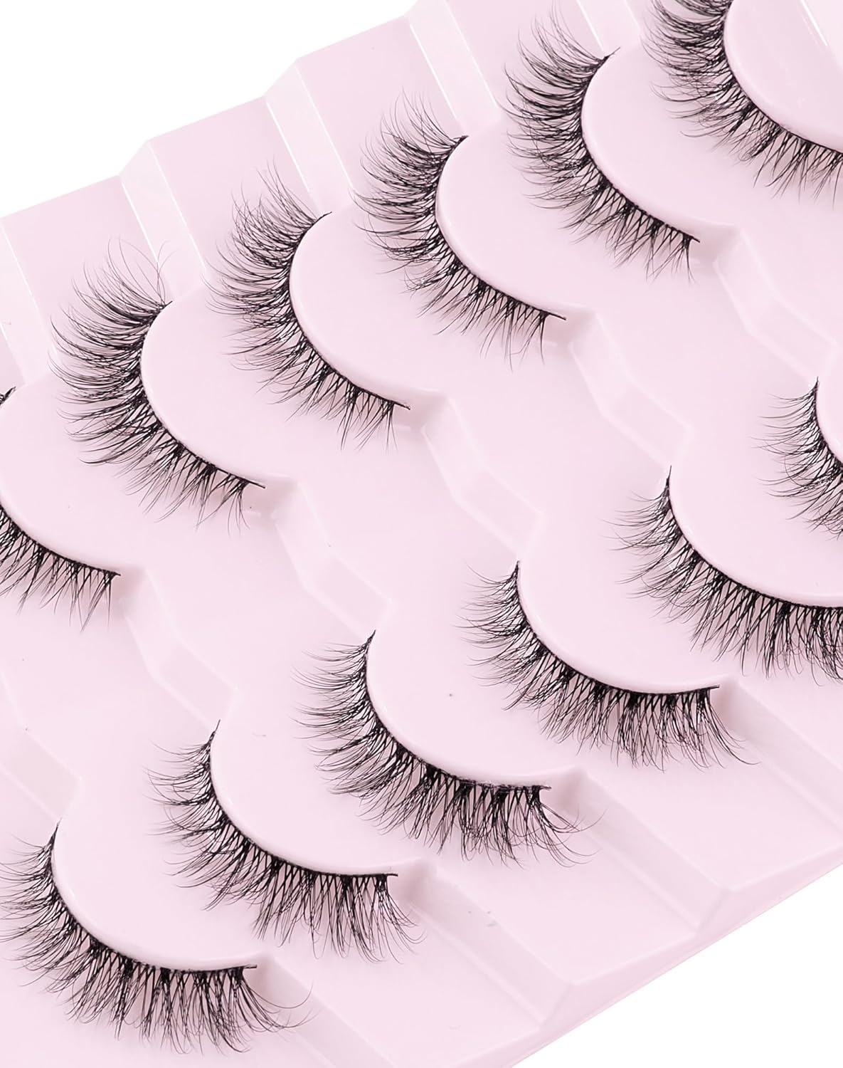 Lashes Natural Cat Eye Lashes Wispy Lashes 13mm False Lashes Wispy Lashes C Curl Strip Eyelashes Thin Cotton Band Soft Fake Eyelashes False Lashes Pack 7 Pairs