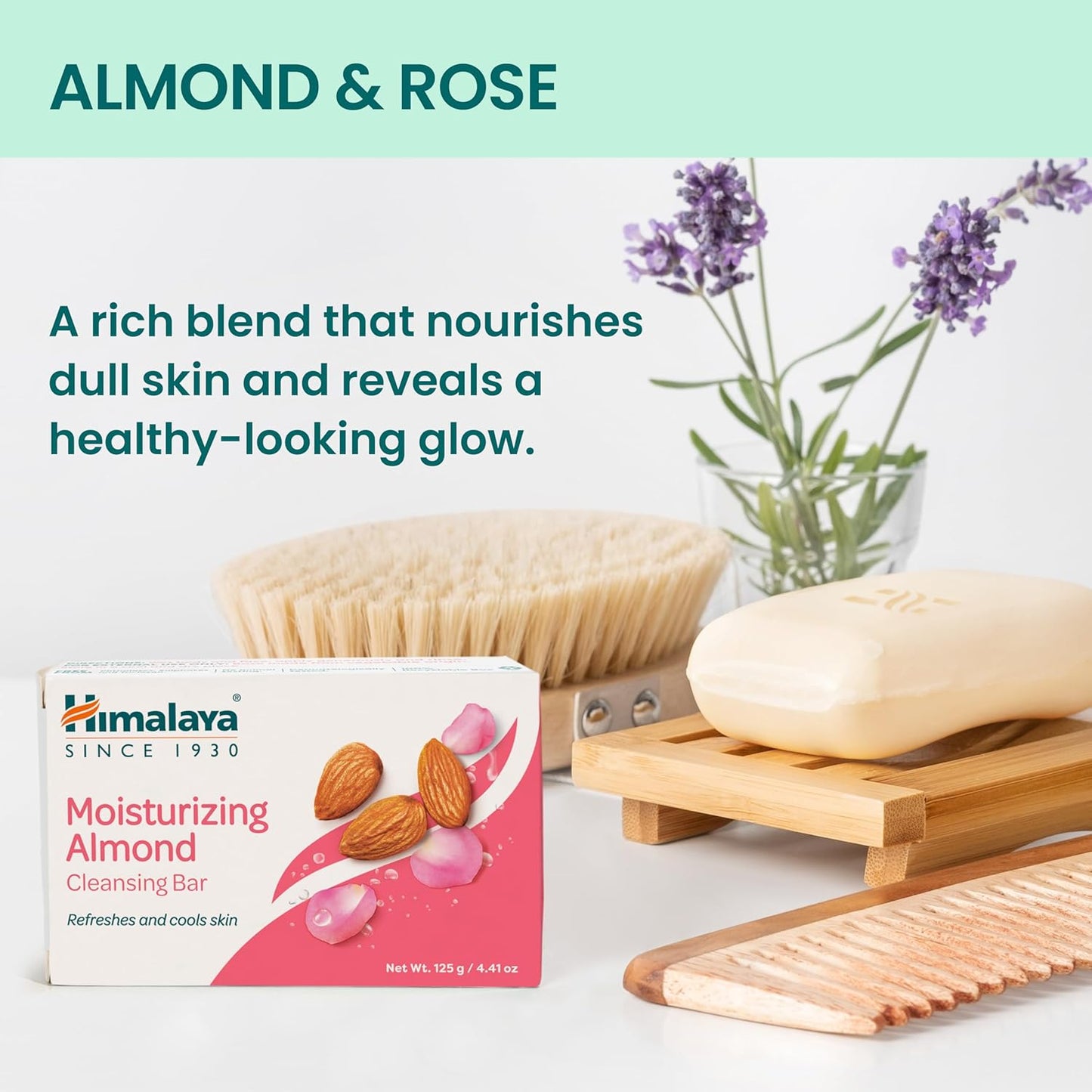 Himalaya Moisturizing Almond Cleansing bar, Body Soap for Soft and Healthy-Looking Skin 4.41 oz/125 g, 6 Pack