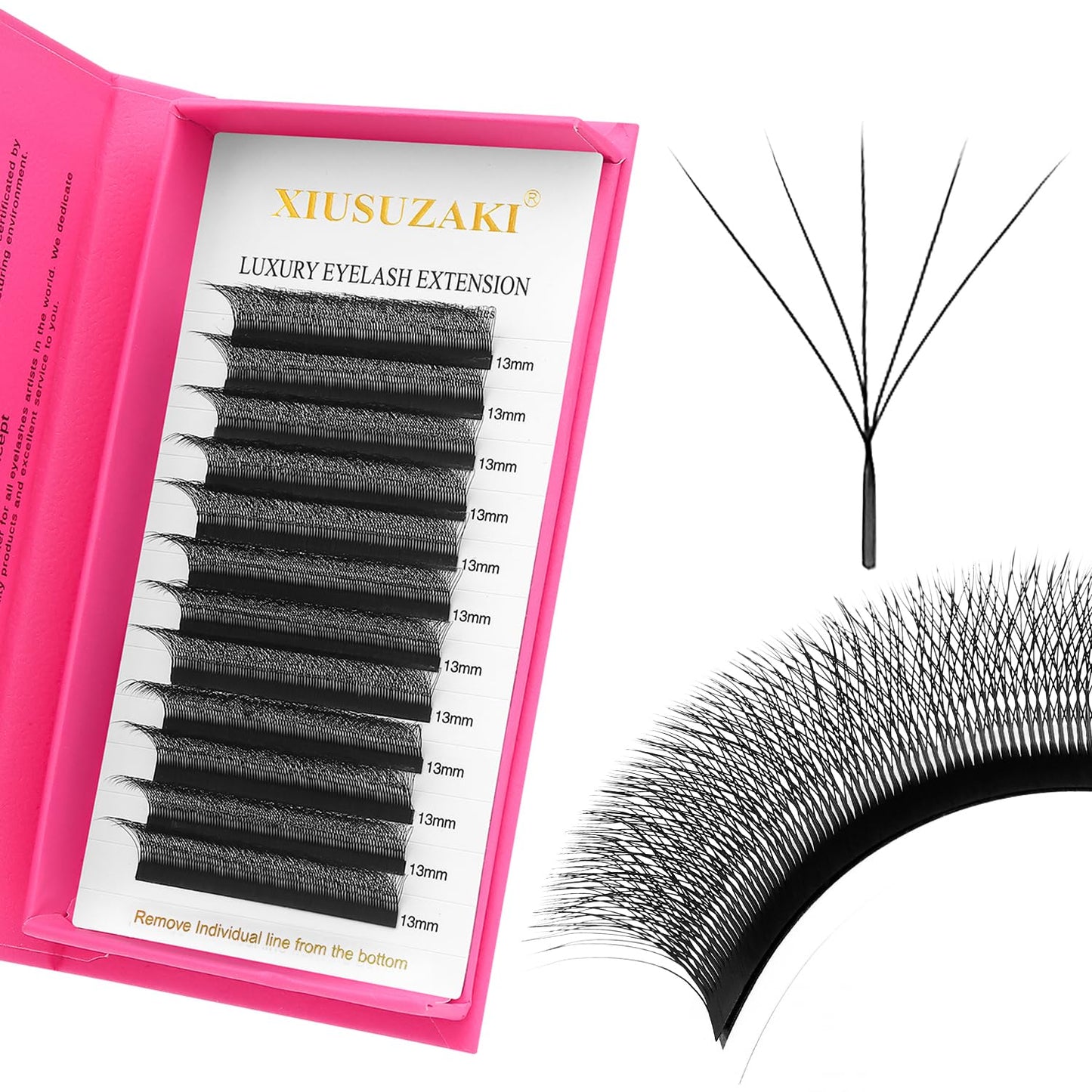 Lash Extensions 5D Eyelash Extensions W Lashes 0.07mm Thickness D Curl Lashes 8mm Soft Lash Trays Pestañas Pelo a Pelo Natural Matte Black False Eyelashes Individual Lashes(W-5D-0.07-D,8mm)