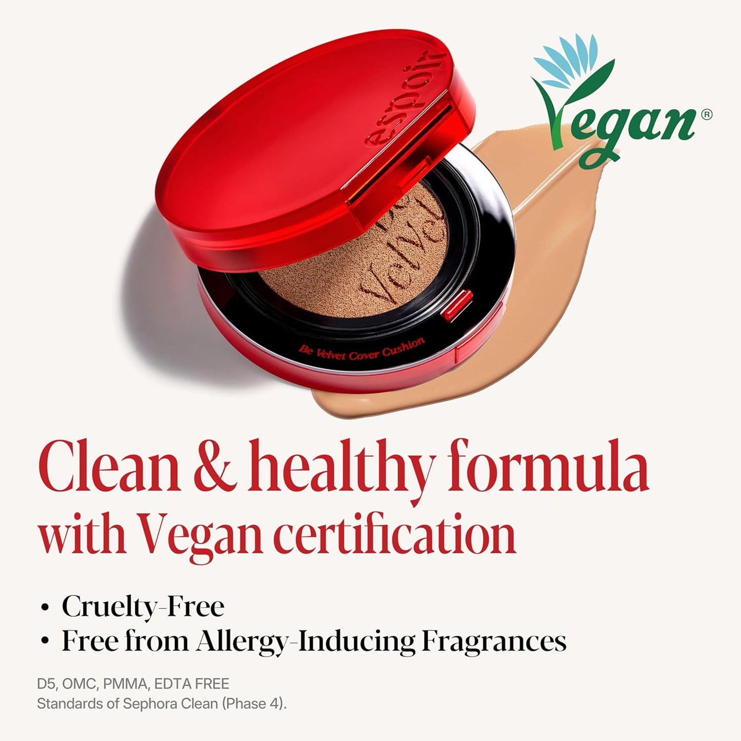 espoir [NEW] Be Velvet Cushion Foundation | Quick and Easy Coverage with Long-lasting Color by Zero Oxidation (#28 Ginger, 0.46 Ounce (Pack of 1))