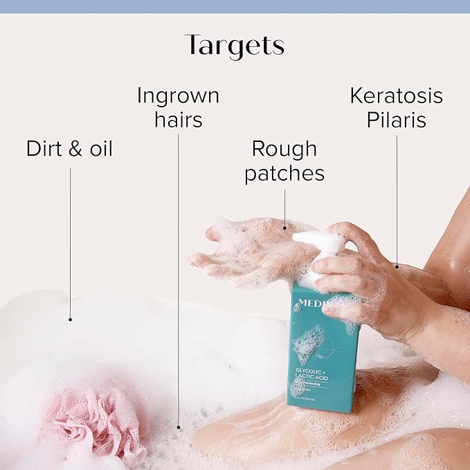 MEDIX 5.5 Exfoliating AHA Glycolic Acid Face & Body Scrub Cleanser + Retinol Moisturizing Body Cream Lotion Skin Care 2PC Set | Alpha Hydroxy Acid & Lactic Acid Foaming Body Wash & Face Wash, 2-PC