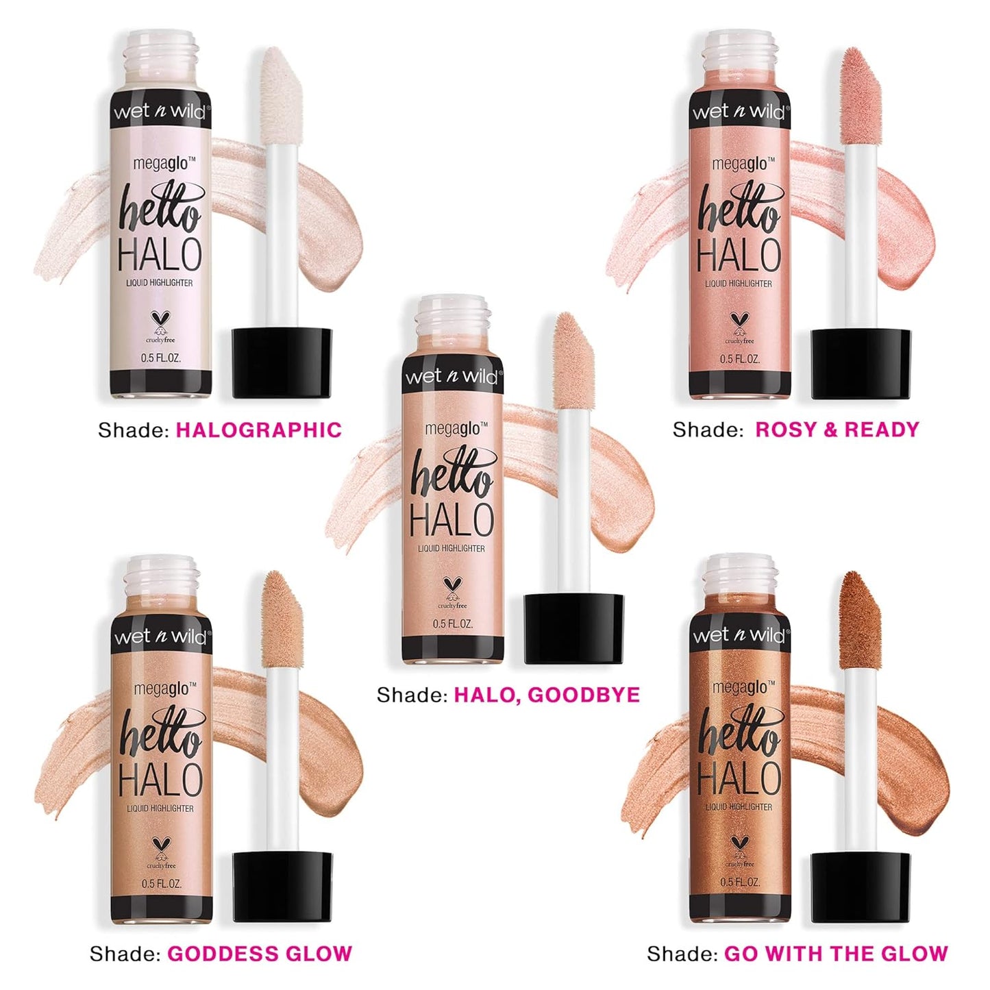 wet n wild MegaGlo Hello Halo Liquid Highlighter Makeup, Shimmer, Rose Gold Halo Gorgeous