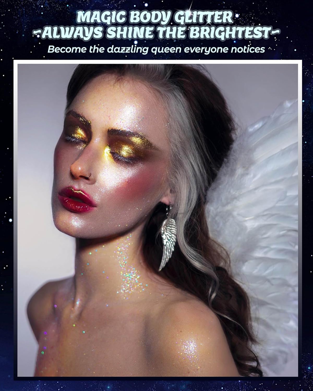 Glitter Air Cushion Highlighter Powder - 3D Contour & Brighten Face, Eyes, Body, Hair | Pearlescent Patting Powder Create a Shimmering Look | Easy-Use & Perfect for Daily & Special Occasions