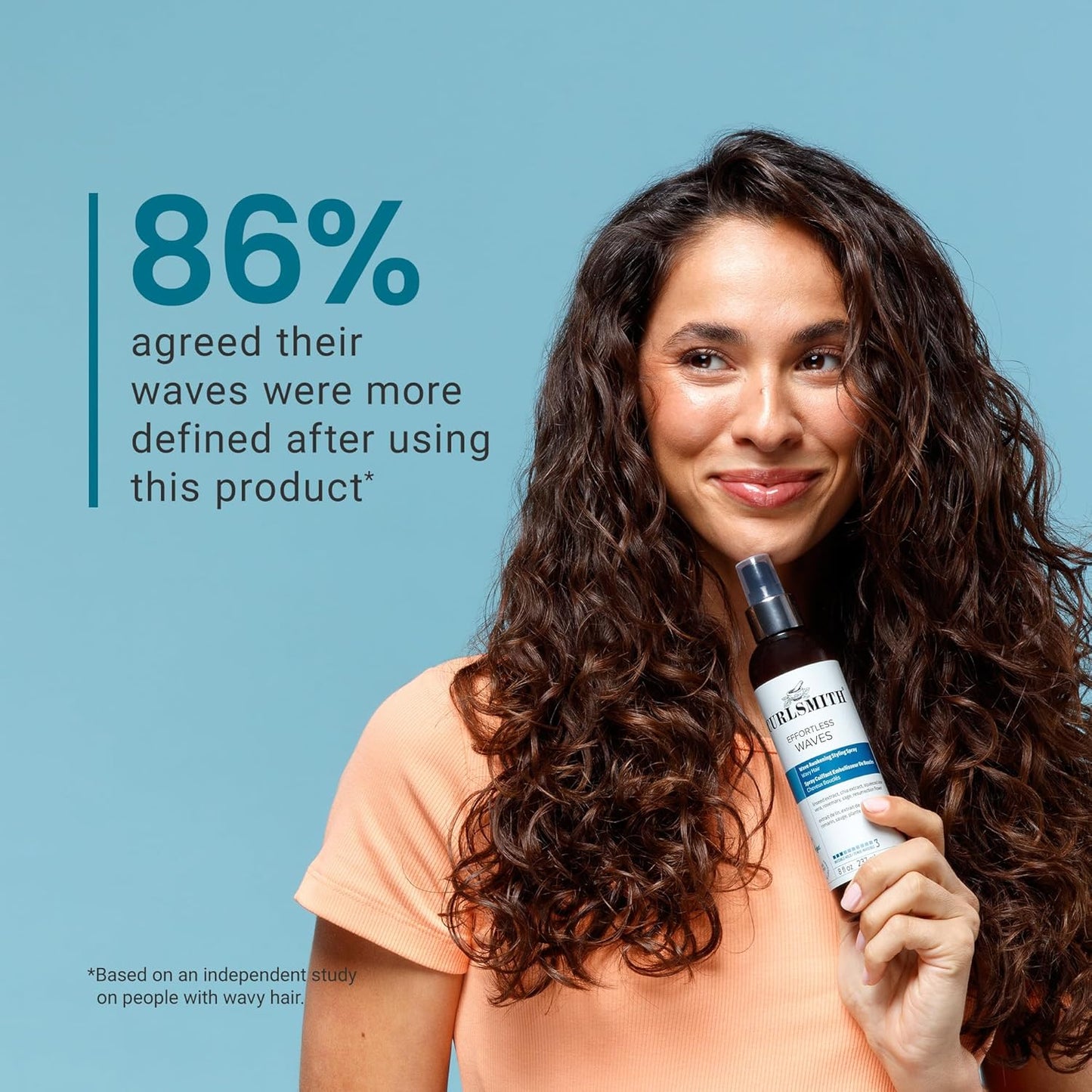 CURLSMITH - Effortless Waves Styling Spray, Lightweight and Moisturising, Reduce Frizz, Natural Look, For Wavy and Curly Hair, Vegan (8oz)