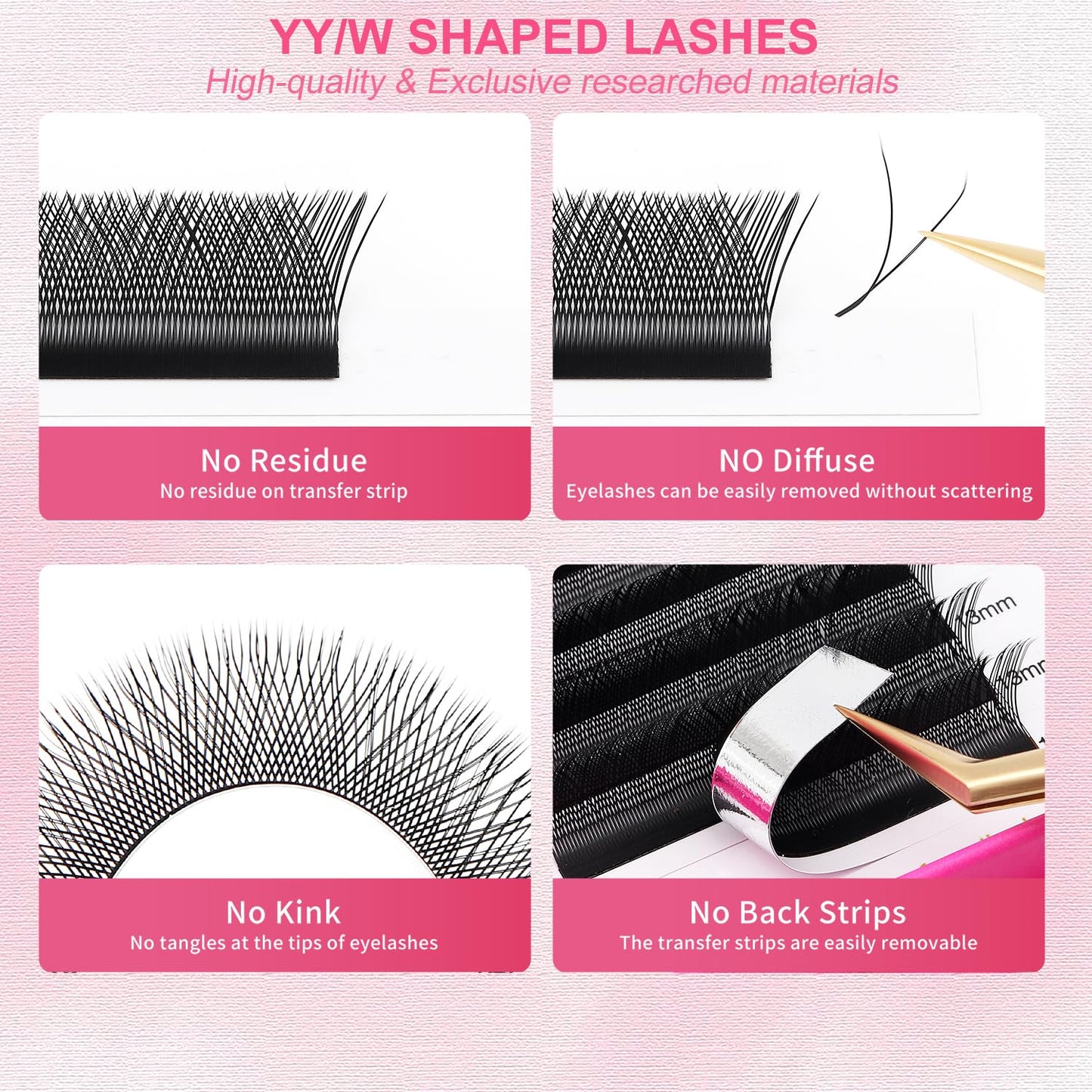 YY Lash Extensions Supplies Y Eyelash Extensions 0.07mm Thickness D Curl 13mm Premade Fans 4D Russian Volume Matte Black 12 Rows Crisscross Eye Lashes(YY-0.07-D,13mm)
