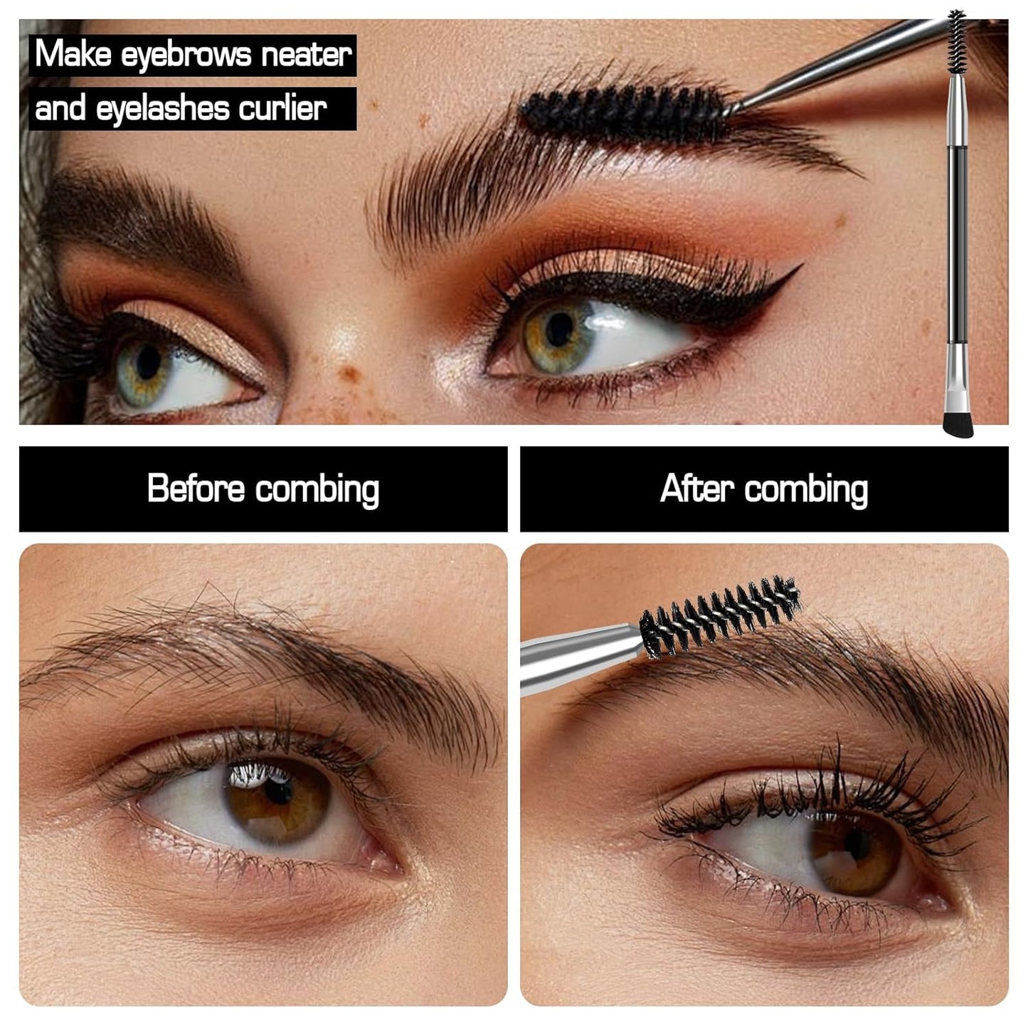 Eyebrow Pencils for Women, Microblading Eyebrow Pen Magical 2-in-1 Dual-Ended Brow Pen with 3D & Precise Brush-Tip Create Natural Hair-Like Brows, Last All-Day(Black Brown)