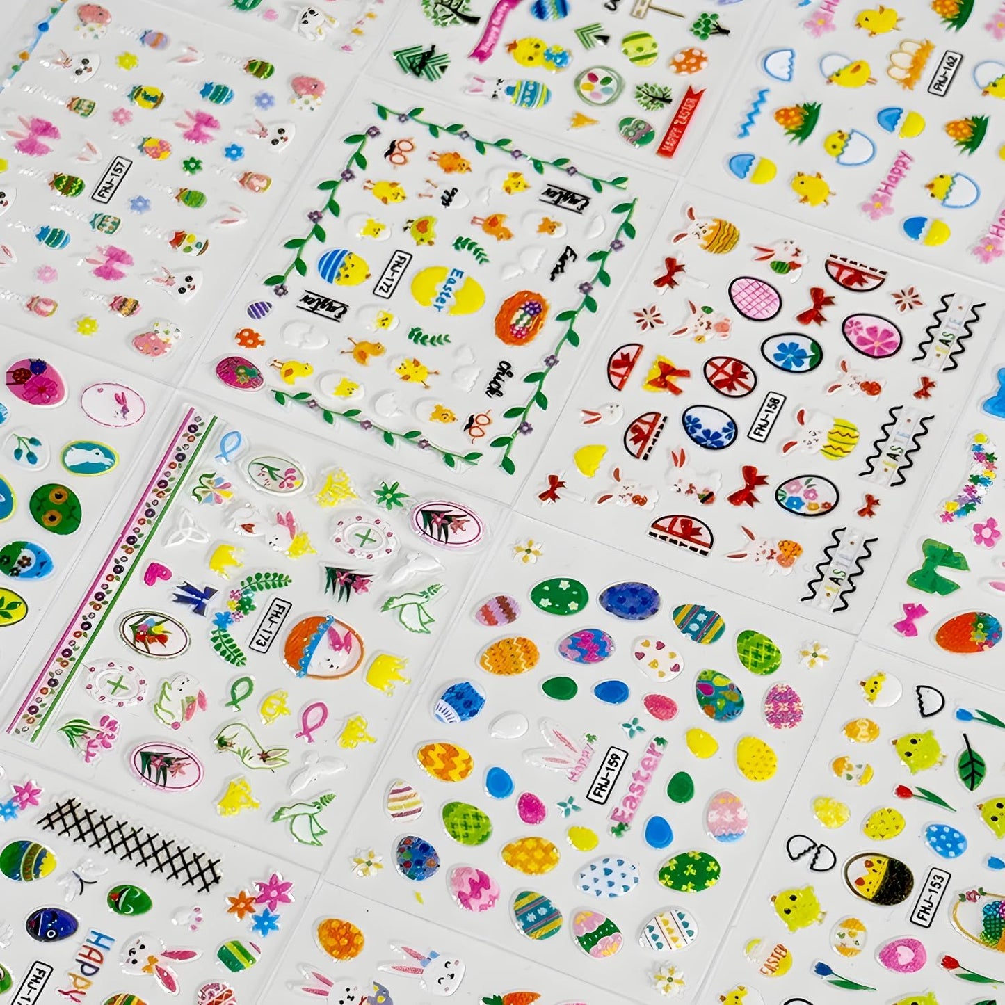 30 Sheets Easter Nail Stickers for Nail Art 3D Self Adhesive Bunny Nail Art Stickers Colorful Egg Nail Decals Easter Nail Supplies Decoration Accessories for Women Girls