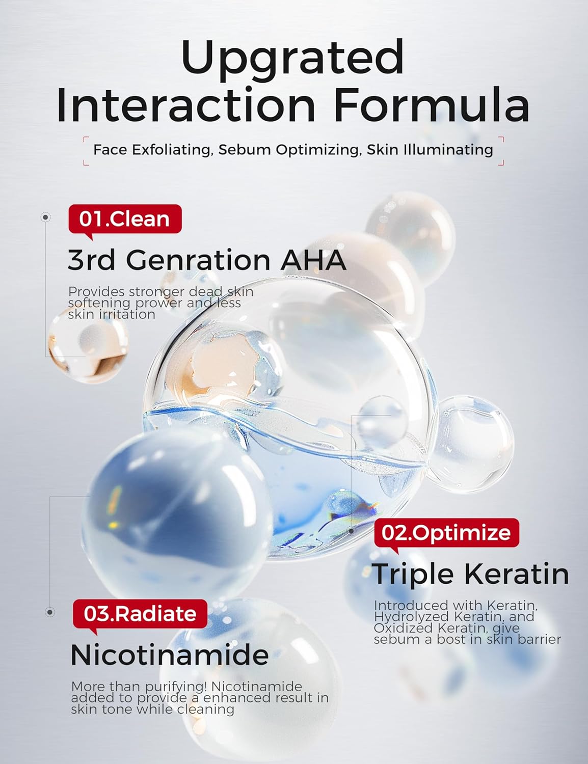 Exfoliating Face Wash: Gentle Face Exfoliator Peeling Gel with PHA & AHA, Niacinamide - Facial Scrub Cleanser Purifying Skin Blackhead Pore Refining Deep Cleansing Moisturizing |7.05OZ