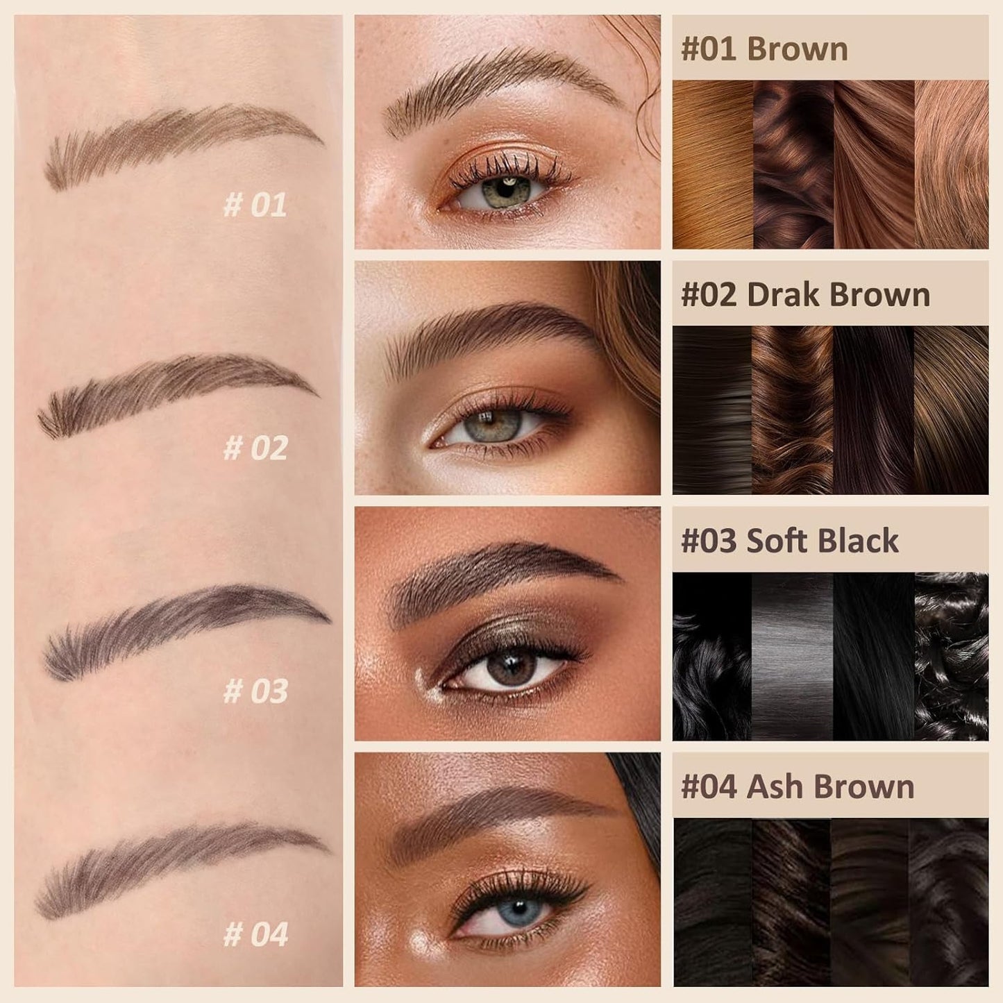 UCANBE Brow-Fection Angled Brush Eyebrow Pen, Liquid Microblading Eyebrow Pencils for Women, Wild Natural Brow Pen for Realistic Hair-Like Brows, Easy to Color, Waterproof, Lasts All Day, Ash Brown