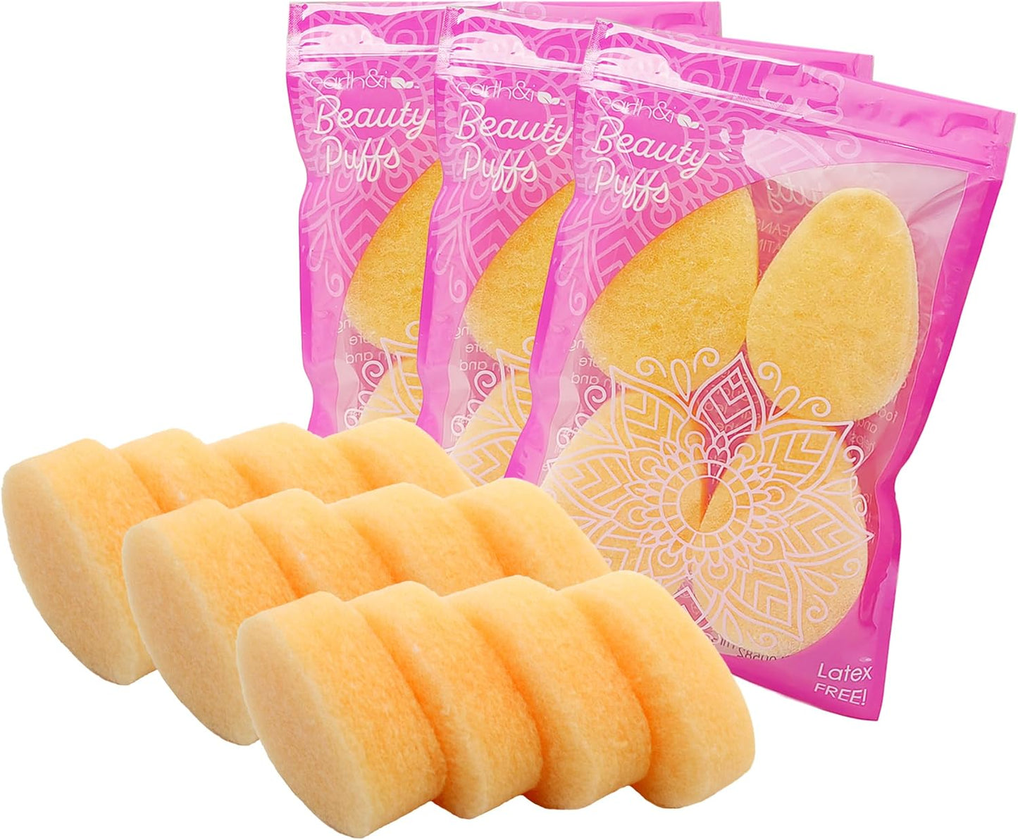Earth & I - for Sensitive Skin - Gentle Face Exfoliator Puffs, Facial Scrubber for Women, Facial sponges for Washing face Dermatology exfoliating Pads, buf puf Facial Sponge face scrubbers -12ct