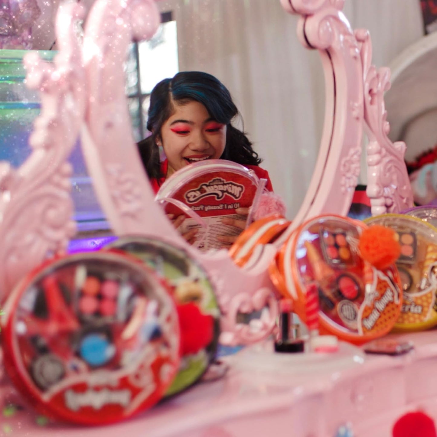 Miraculous Ladybug Kids Makeup Set - 10 Piece Bag with Nail Polish, Hair Chalk, Stickers & More - Safe, Non-Toxic Pretend Play Cosmetics - Rena Rouge Themed Makeup Kit for Children