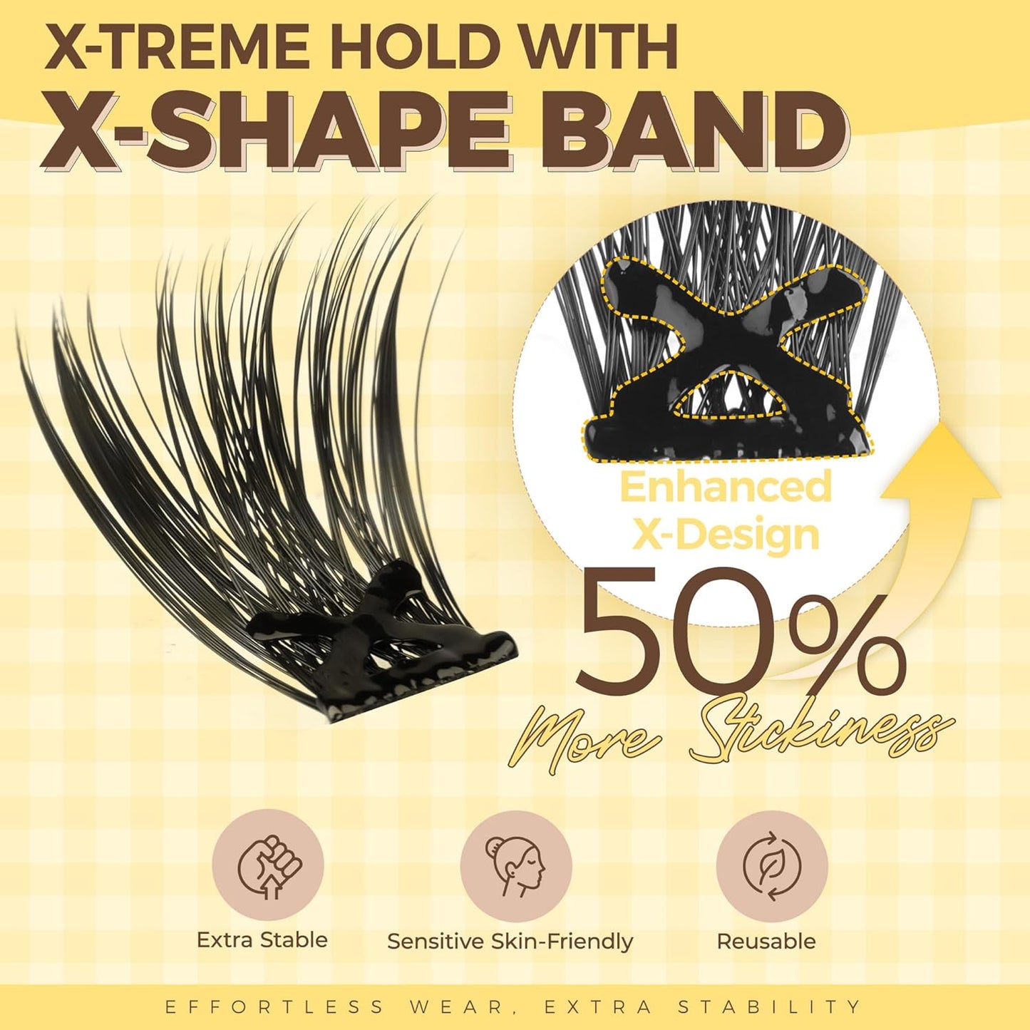 PopUp Self Adhesive Eyelashes Clusters, Press On Lashes Pre Glued Eyelash Extension Kit with Lash Tweezer,10-16mm No Glue No Remover Needed Self Adhesive Lashes Clusters NM03-D