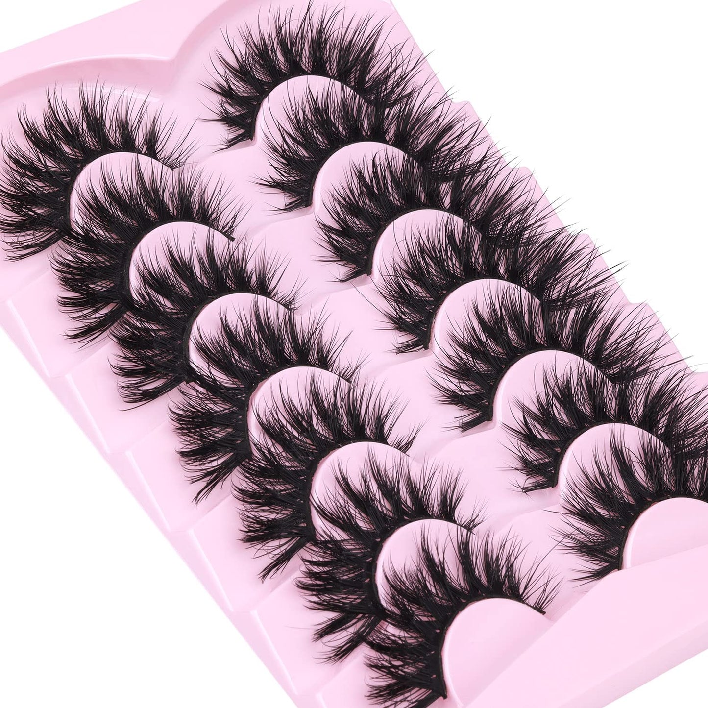 Lashes Flat Faux Mink Eyelashes 20mm Long False Eyelashes Dramatic Cat Eye Eyelashes Wispy 3D Crossed Thick Fox Eyelashes Extensions Strip Lashes Pack by Kiromiro