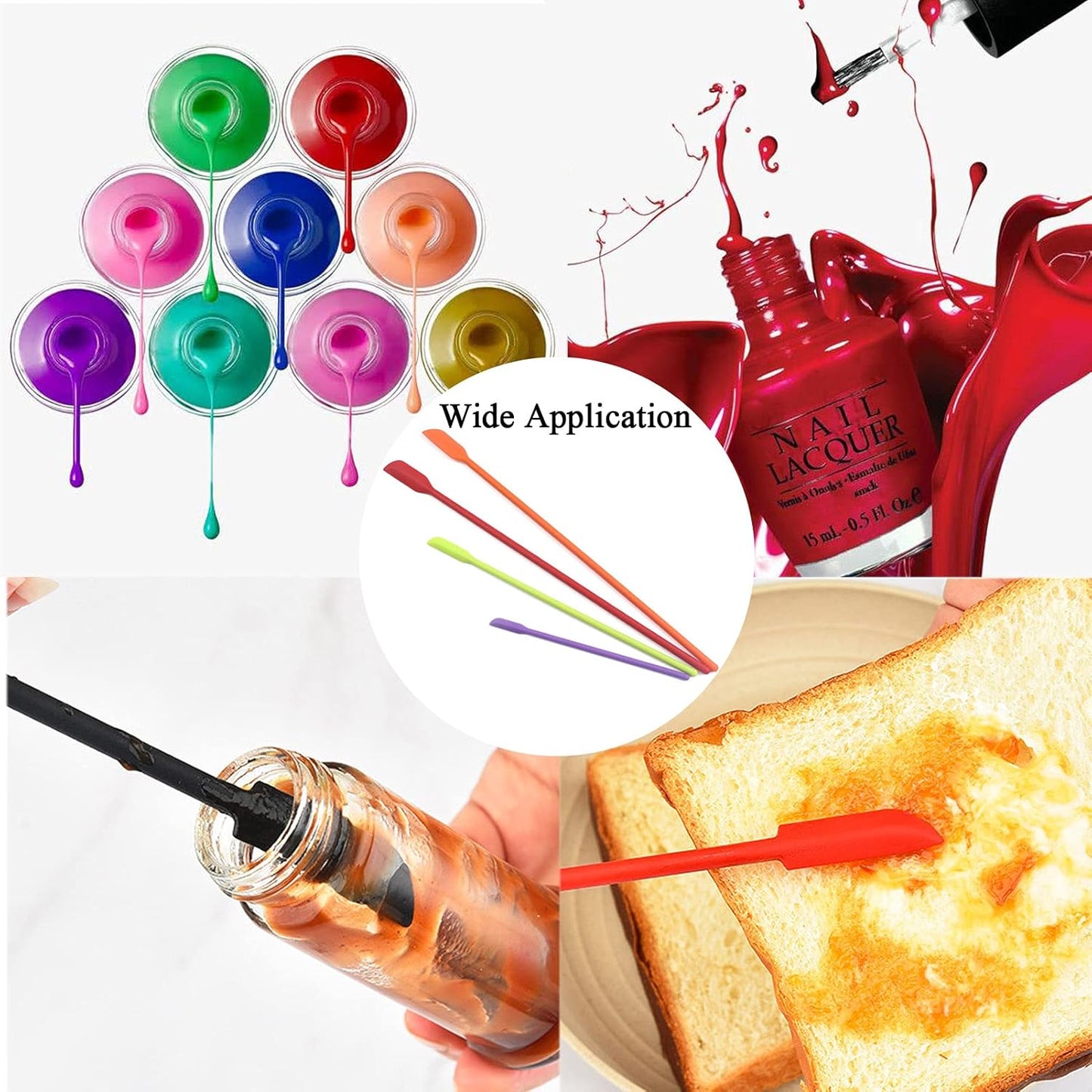 Beauty Spatula 4 PCS Makeup Spatula Mini Silicone for Cosmetics & Kitchen - 3 Sizes