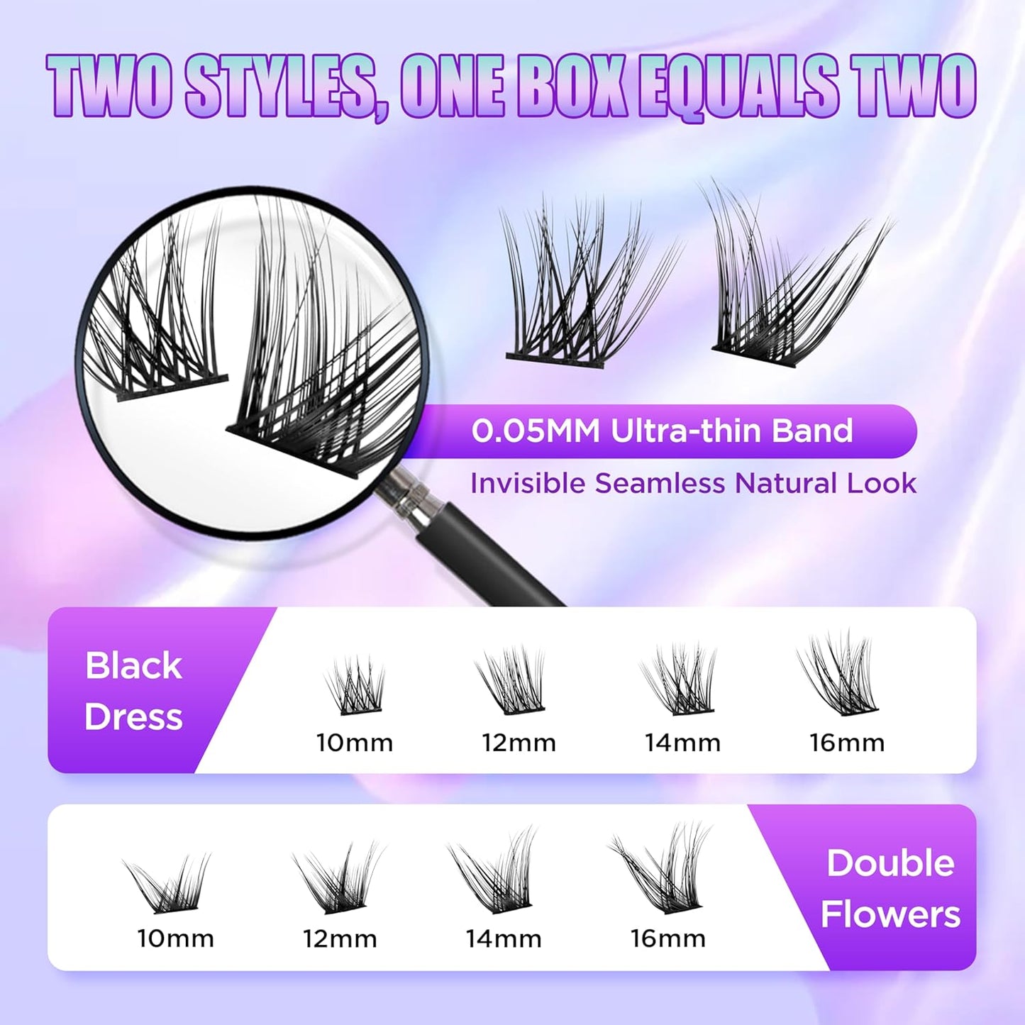 Lash Extension Kit DIY Lash Clusters Kit Eyelash Extensions Individual Lashes Extensions with (Lash Bond,Tweezers,280Pcs, Dress+Flowers,10-16)