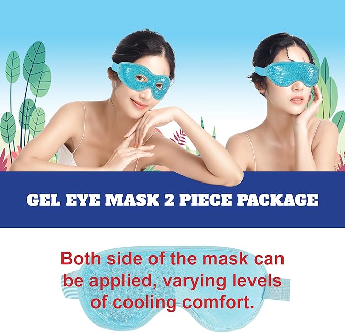 USA Merchant - 2PCs Cold & Hot Eye Therapy Mask, Cooling Eye Mask for Dry Eyes, Headaches, Eye Stress, Dark Cicles, Reusable Cold Compress and Refresh (2 PK Eye Mask)