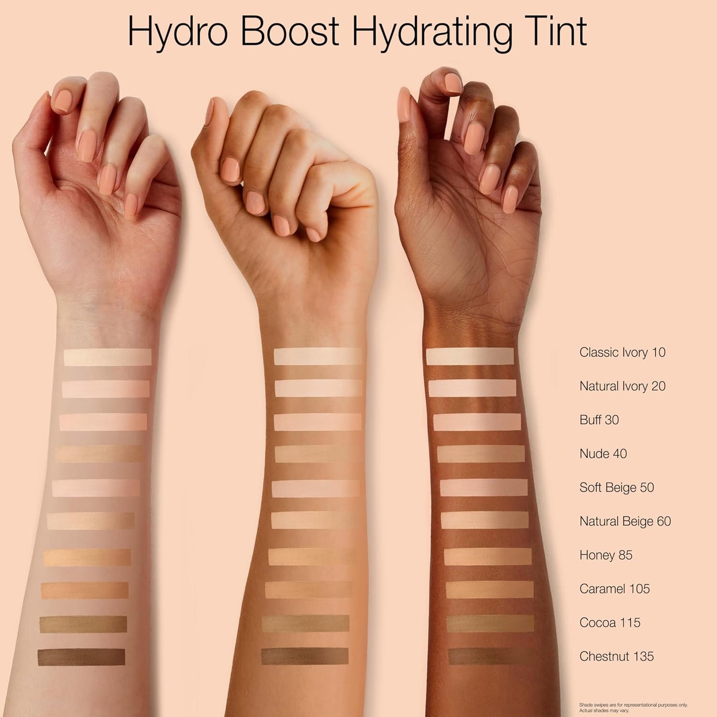 Neutrogena Hydro Boost Hydrating Tint Foundation Makeup for Dry Skin, with Hyaluronic Acid, Lightweight Oil-Free Water Gel, Non-Comedogenic, 105 Caramel Color 1.0 fl. oz