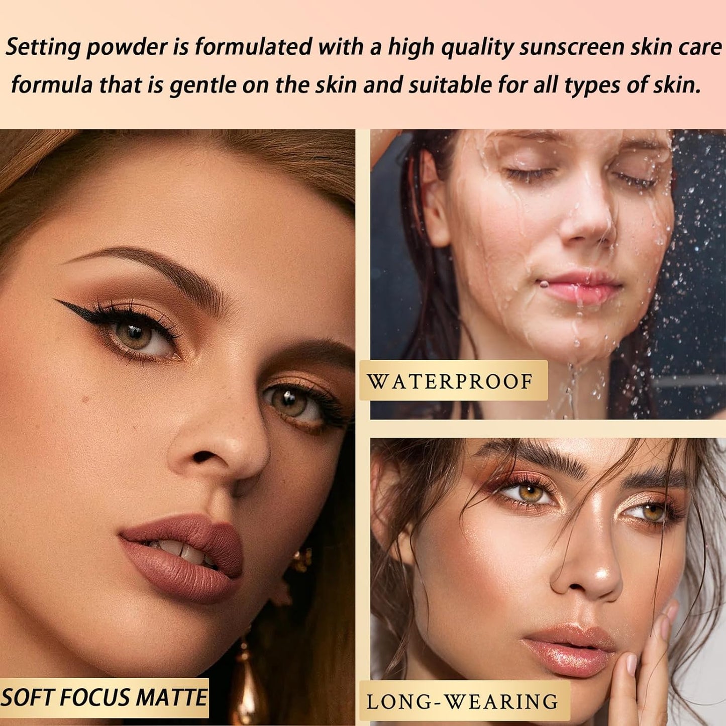 Mineral Sunscreen Setting Powder, SPF 50 PA++ Powder Sunscreen for Face, Oil Control Lightweight Breathable Concealer Brush Powder, Mineral Brush Face Powder Translucent Powder for All Skin