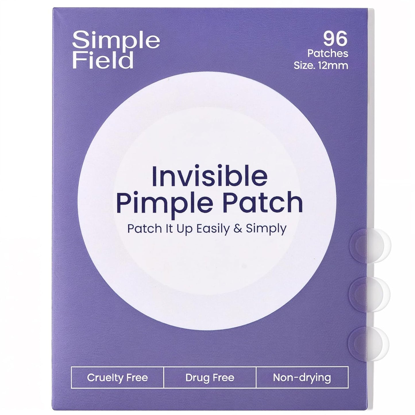 Pimple Patches for Face (96 Count). Invisible Hydrocolloid Acne Patch for Blemishes, Zits, and Breakouts. Easy-to-Use Spot Cover for Day & Night, One Size - Medium (12mm)
