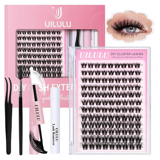 Lash Clusters kit 10-18mm DIY Lash Extension Kit 108 D Curl Fluffy Lashes Clusters 0.07D Individual Lashes Clusters False Eyelashes Natural Eye Lash Kits Extensions Kit