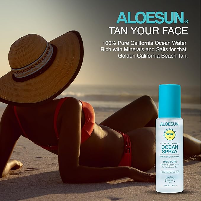 Ocean Spray | Pure California Sea Salt Water Face Mist Infused with Organic Lavender Essential Oil for Tanning | Hair & Scalp Exfoliating Solution | Facial Moisturizer | Travel Size 3.4 Fl Oz