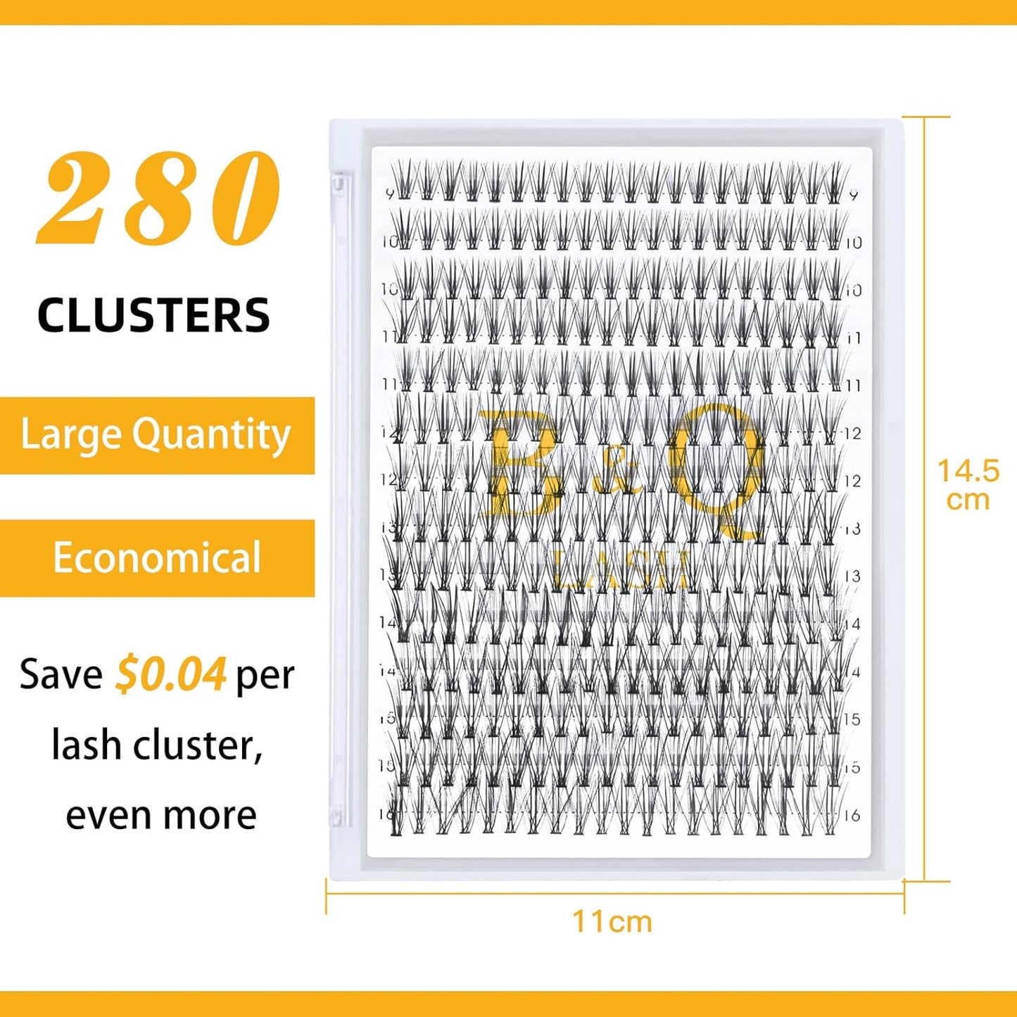 B&Qaugen Individual Lashes 20D-C-9-16mix Cluster Lashes 280 Clusters False Eyelash C D Curl Wispy Lashes Bottom Lashes Diy Lashes at Home（20D-C-9-16 mix）