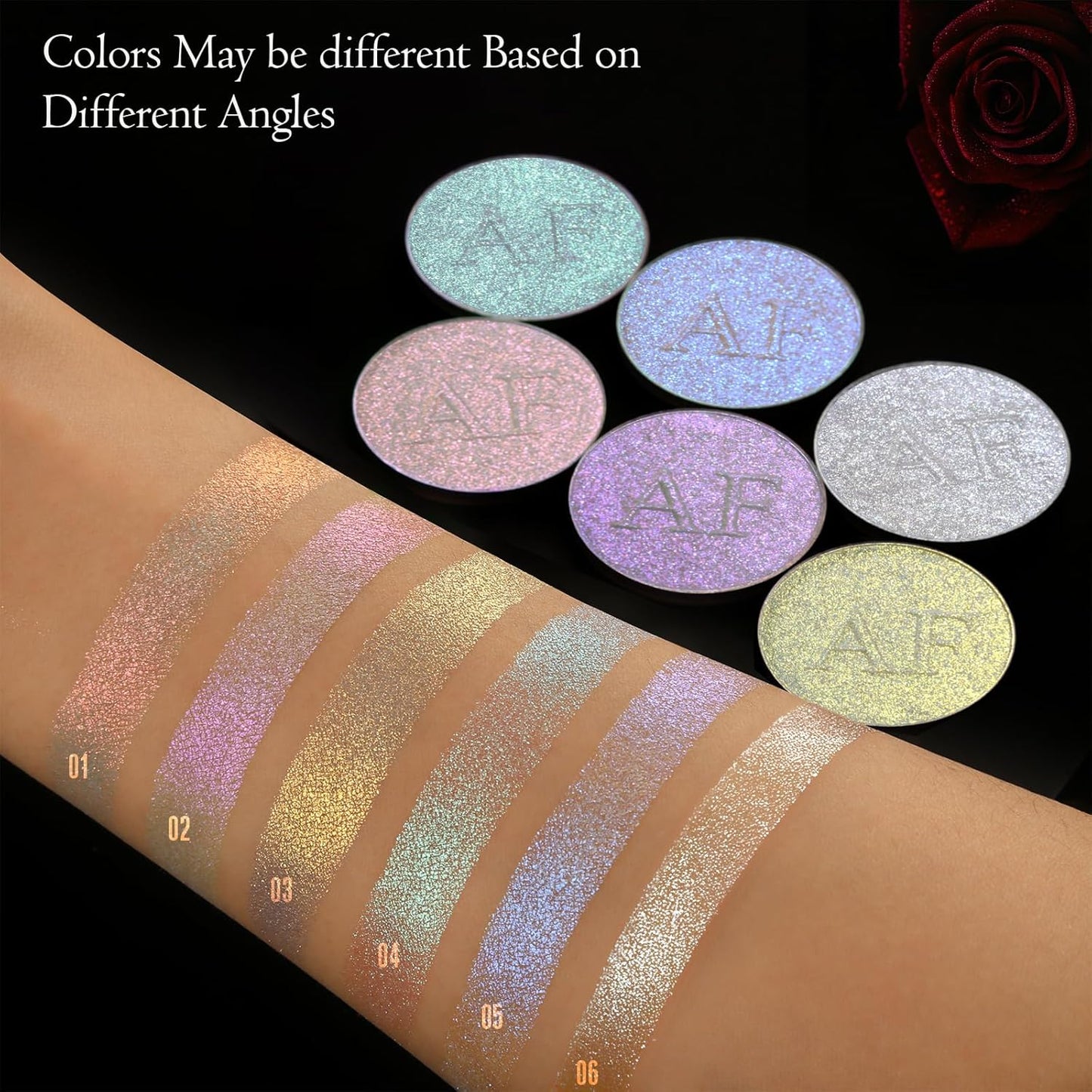 Highlighter Makeup Palette, Long Lasting New Formula, Pearlescent Silver-White Shimmer, Sheer Base, Ideal for Face and Body Contour and Cheek Highlight (#06) Silver-White Pearlescent Shimmer