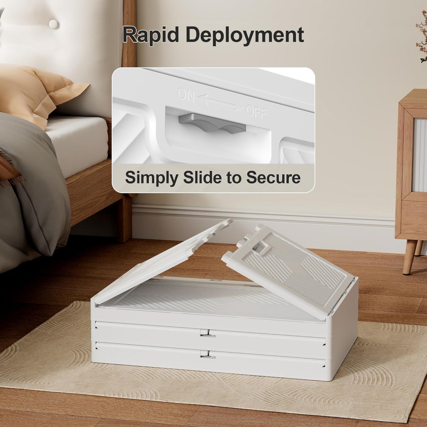 JOYMOOP Folding Storage Bins Organizer, 252 Quart Collapsible Storage Boxes with Wheels and Door, Stackble Plastic Storage Container for Clothing, Books and Sundries (XXL, 21 Gal Per, 3 Tiers)