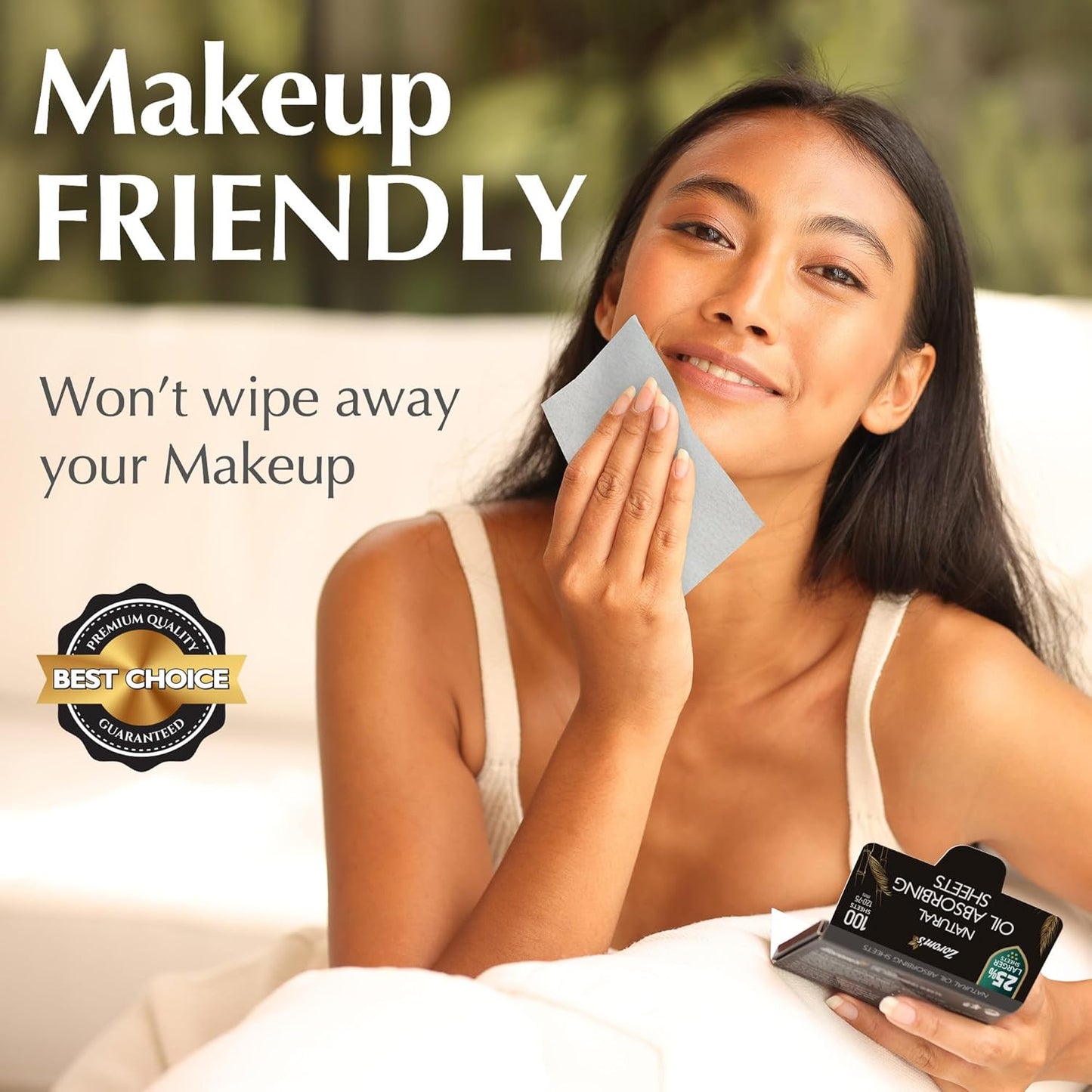 Natural Oil Blotting Sheets for Face with Bamboo Charcoal - 25% Larger - 1pk/100 Makeup Friendly Blotting Papers for Face - Easy Dispensing Oil Absorbing Sheets for Face