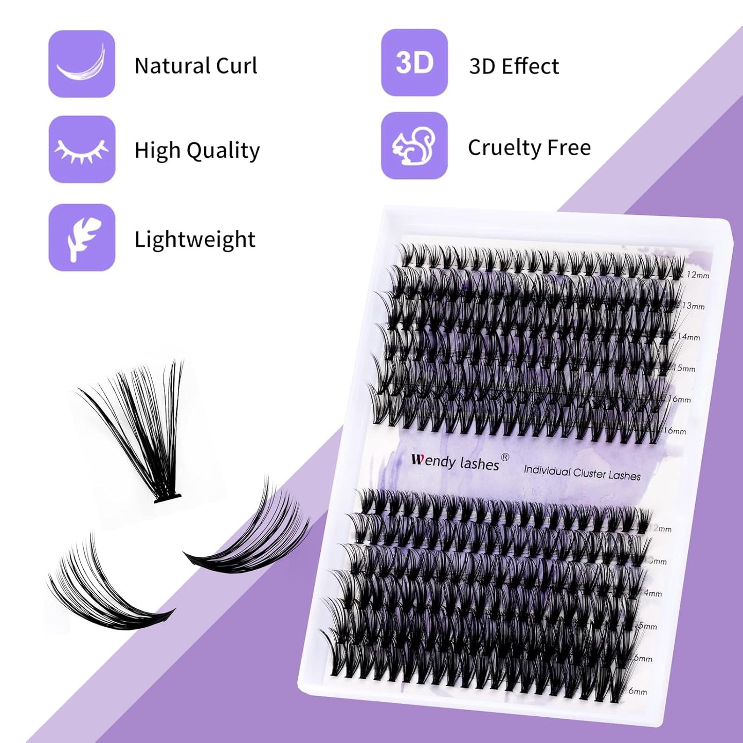 Cluster Eyelashes 30D/40D 240PCS 12-16mm Mixed Individual Lashes C/D Curl 0.07mm Matte Black Cluster Eyelash Extensions Soft Lightweight Individual Lashes Cluster 3D Effect (30/40D-C, 12-16mm Mixed)