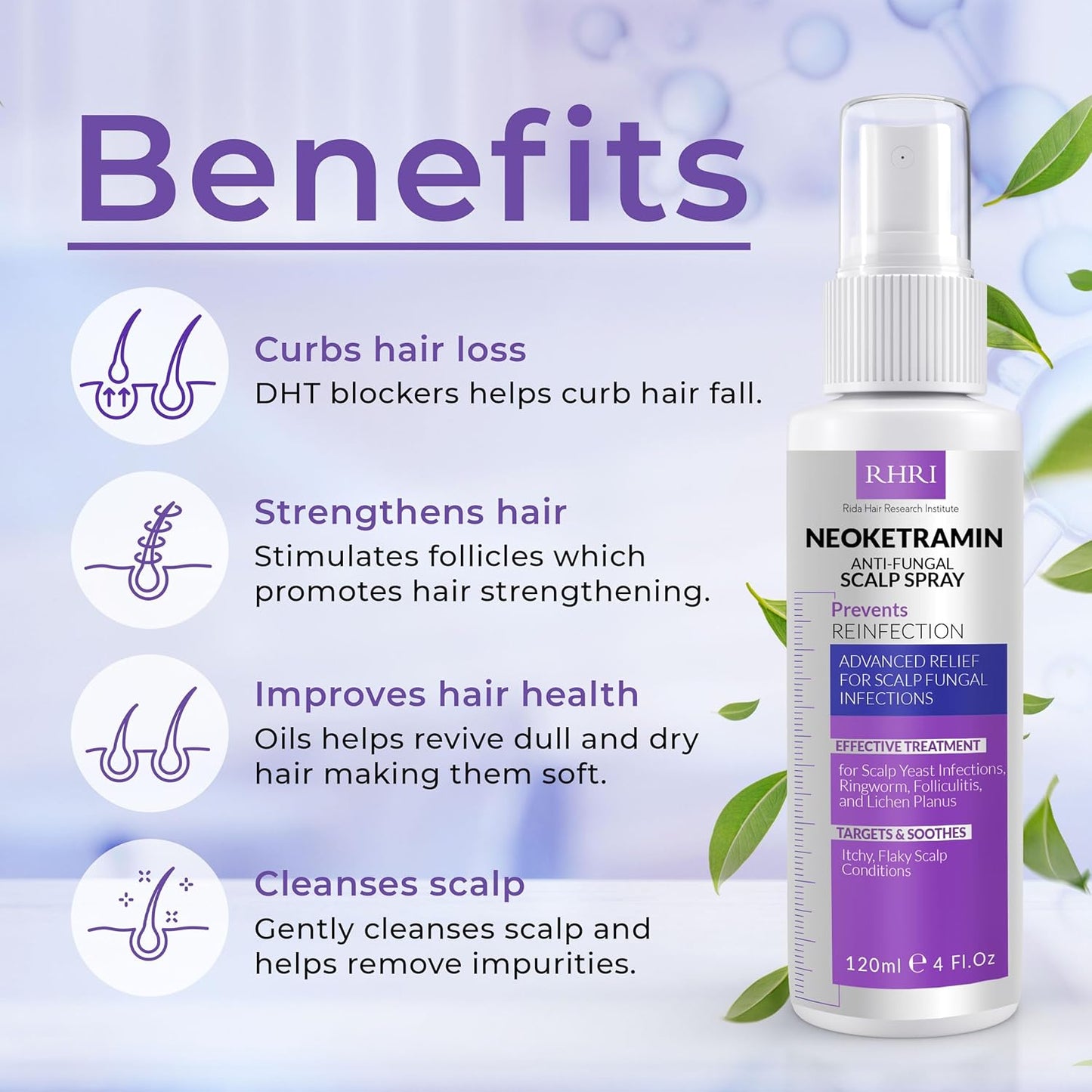 Neoketramin Anti Fungal Scalp Spray | Dandruff Treatment for Dandruff, Psoriasis & Folliculitis | Antifungal & Itchy Scalp Treatment for Dry, Irritated Scalp | Relief for Yeast Infections & Ringworm