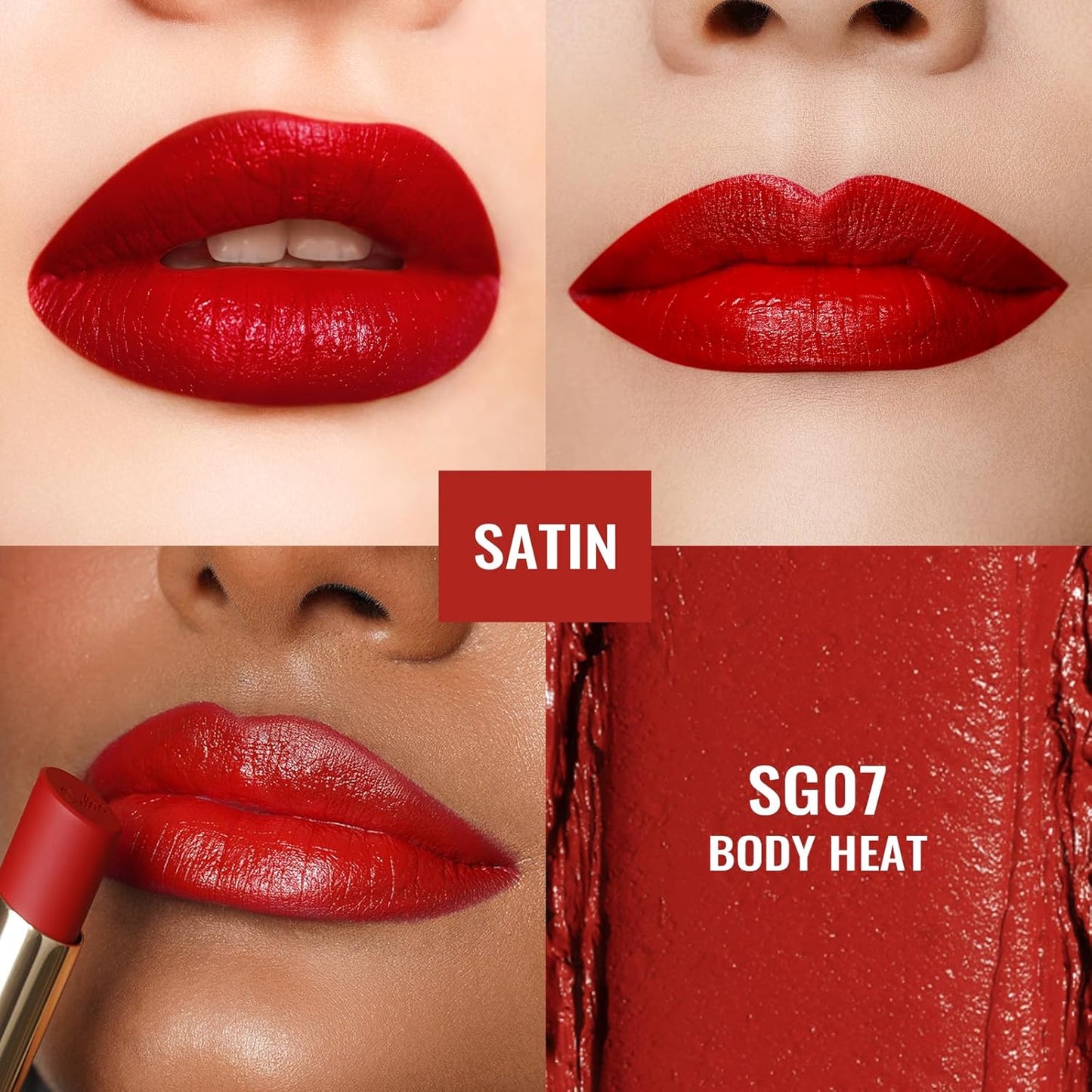 Oulac Red Lipsticks for Women, Deep Red Matte Lipstick, Full Coverage Lip Color, Satin Matte Finish, Cream Texture, Hydrating, Infused with Hyaluronic Acid, Vegan & Clean Beauty 4g SG07 Body Heat