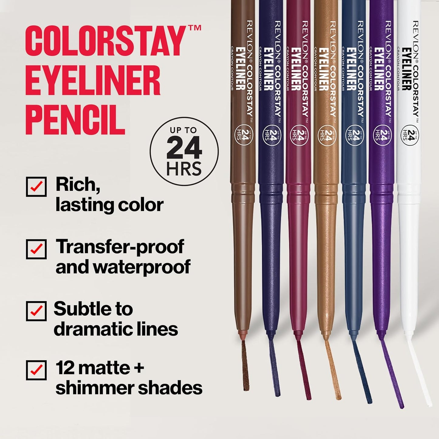 REVLON ColorStay Pencil Waterproof Eyeliner, Smudge-Proof, Eye Makeup with Built-In Sharpener, 213 Navy, 0.01 oz