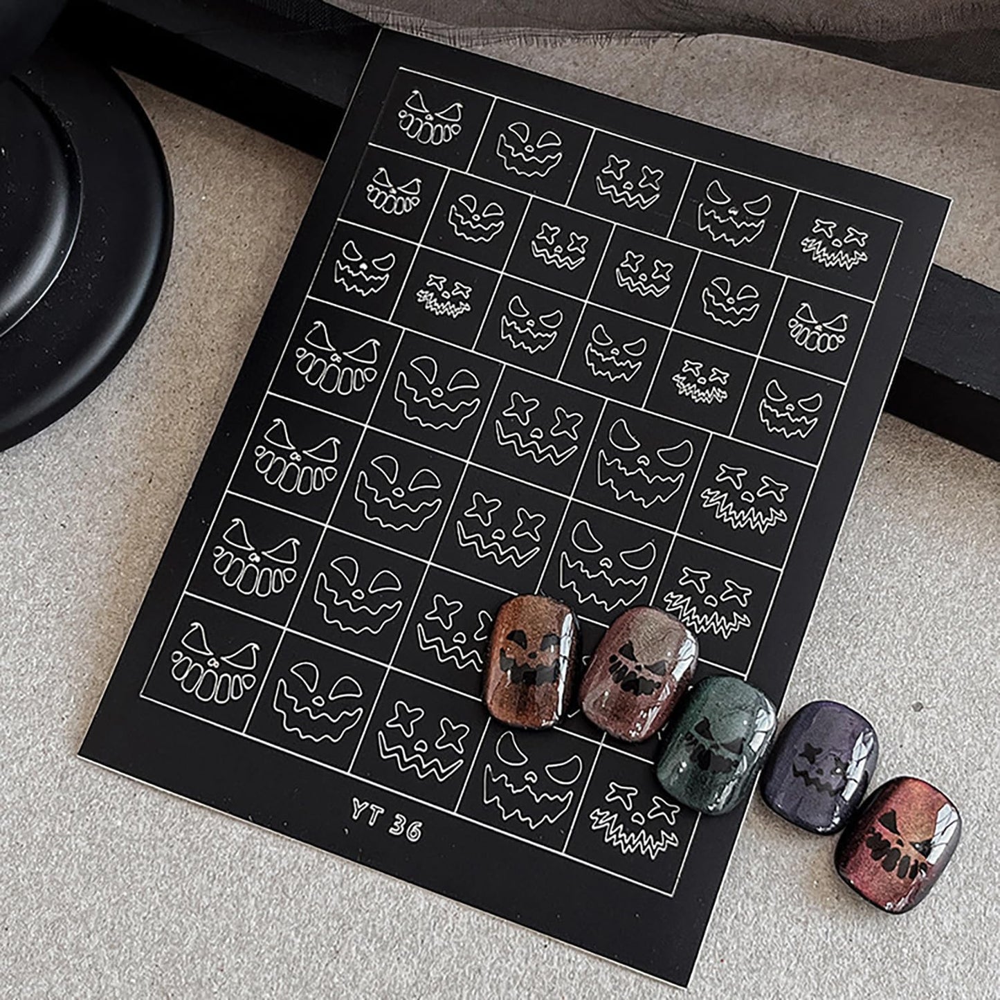 Halloween Airbrush Stencils Nail Sticker, Skull Ghost Bat Nail Art Stickers Nail Stencils Decals, Holiday Design Hollow Nail Guides Decal for Women Decoration DIY Tools 6Pcs