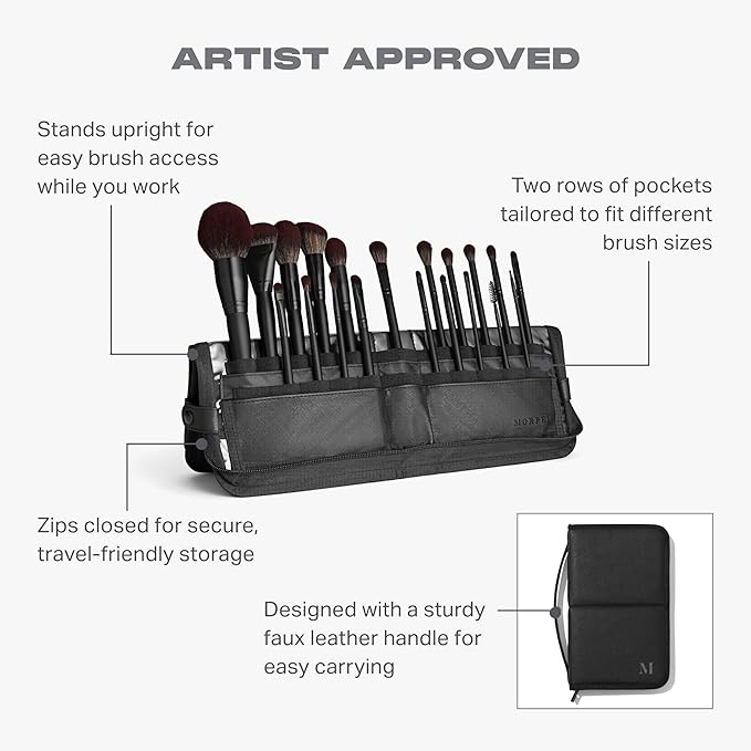 Morphe MUA Life Makeup Brushes - 20 Piece Makeup Brush Set of Eye and Face Brushes - Made with Synthetic Bristles and Includes Carrying Case (20 Count)