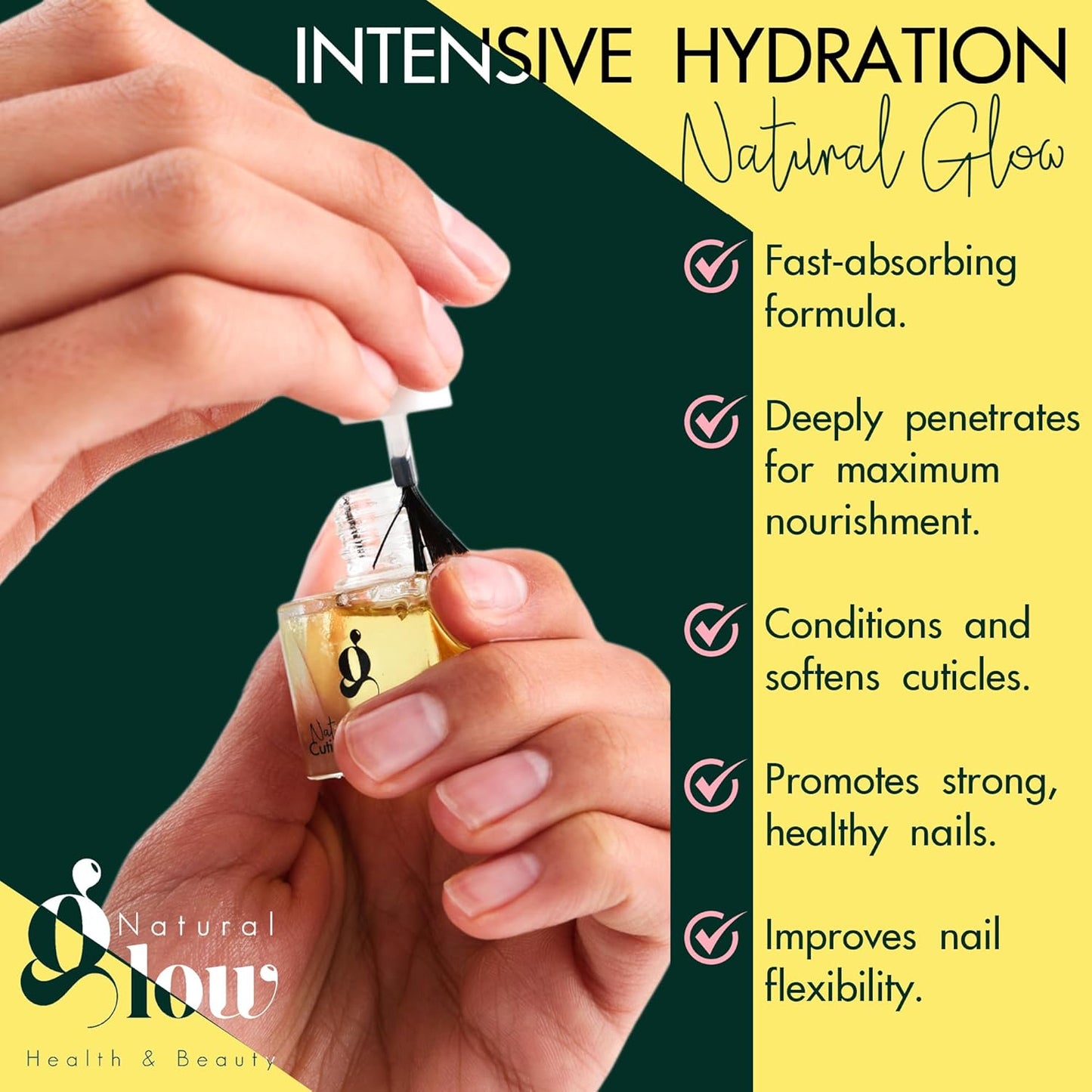 Dead Sea Cuticle & Nail Oil (5ML) | Strengthens, Moisturizes & Conditions with Sweet Almond, Olive, Jojoba, Castor, Argan Oils, Lemon Essential Oil, Vitamin E & Dead Sea Salt