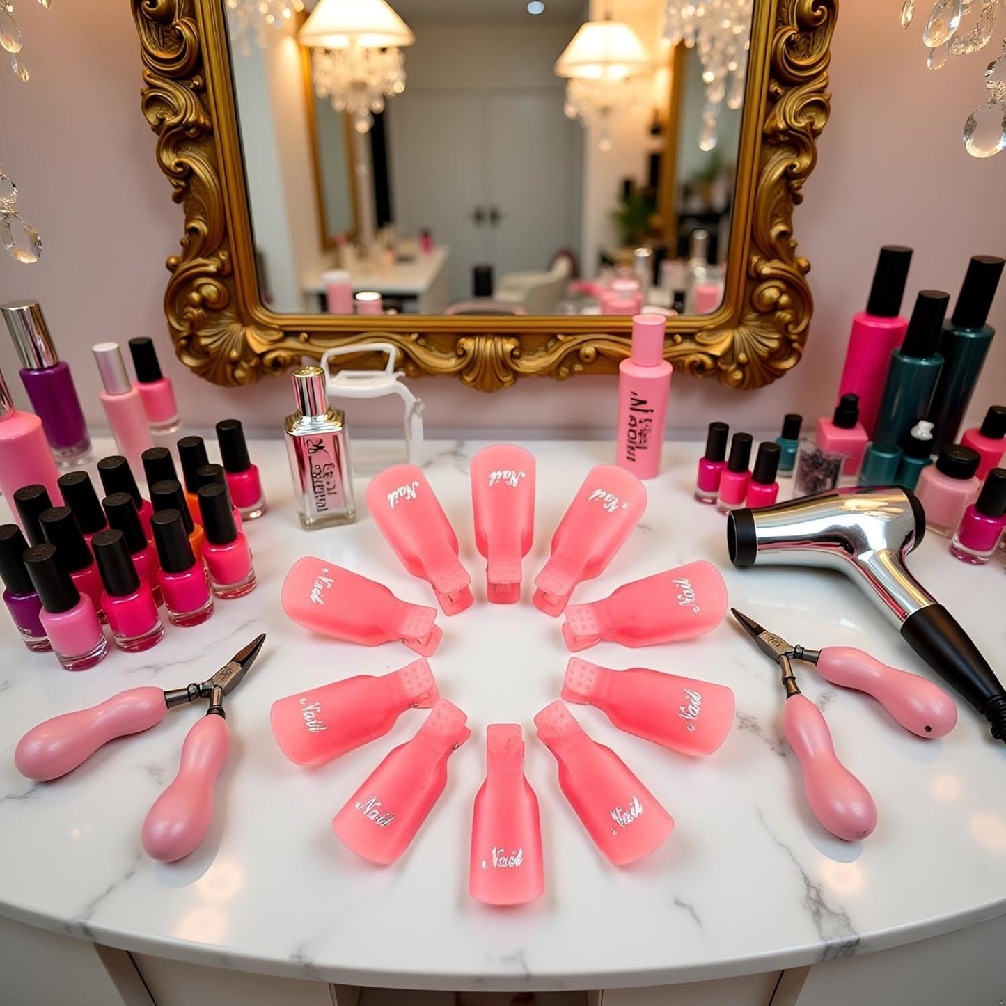 10 Pcs Pink Plastic Acrylic Nail Art Soak Off Cap Clip UV Gel Polish Remover Wrap Tool Gel Nail Polish Remover Clips for Fingernail Removal Soak Off Clips Wrap Cleaner Cap Clip Nail Polish Removers