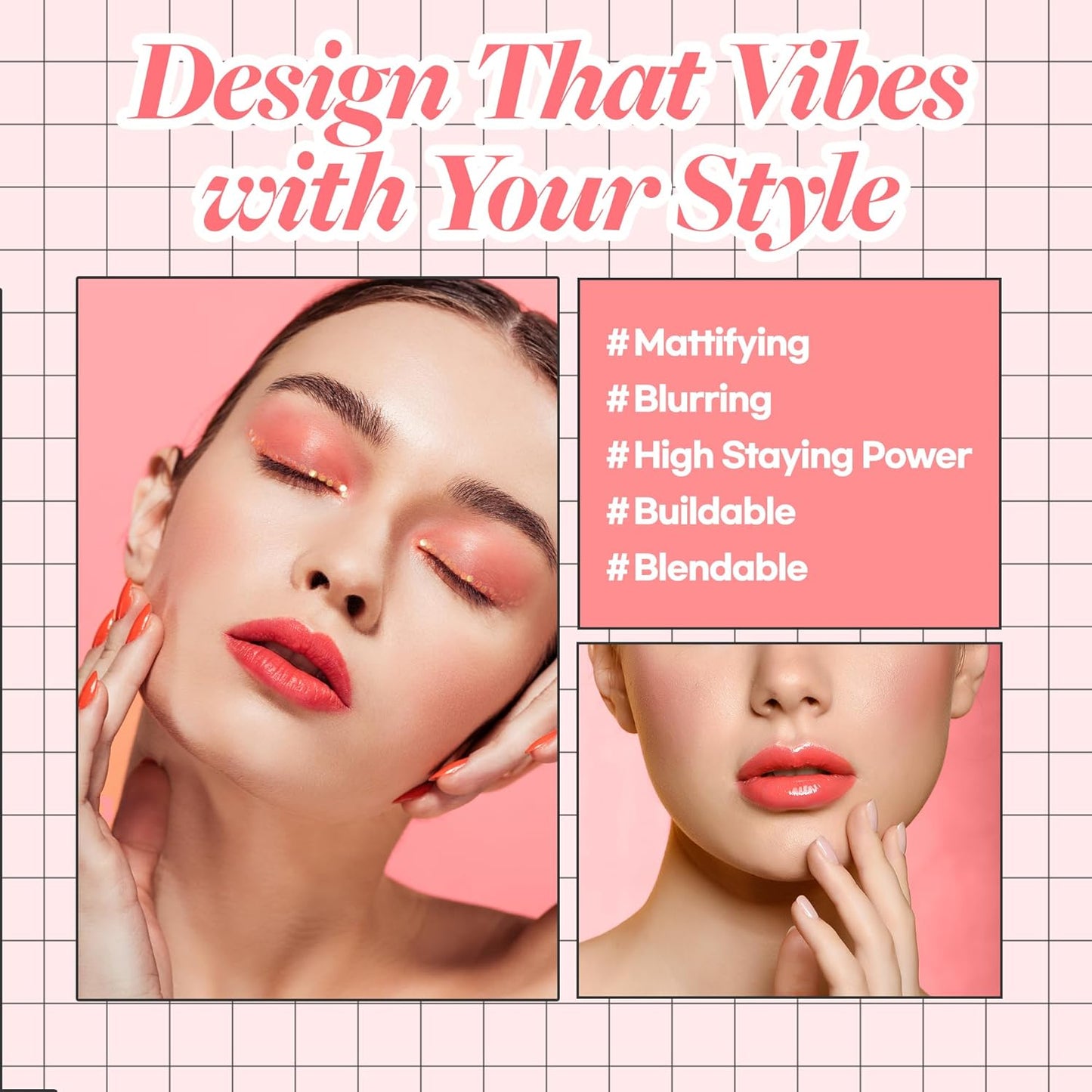 Hope Girl 3D Powder Blusher 0.17oz | Skin-Loving Korean Mini Blush for Cheeks and Eye Makeup w/Allantoin | K Beauty Cool Toned Vibrant Sunkissed Fine Powder Makeup Blush Cosmetics (#02 Coral Stone)