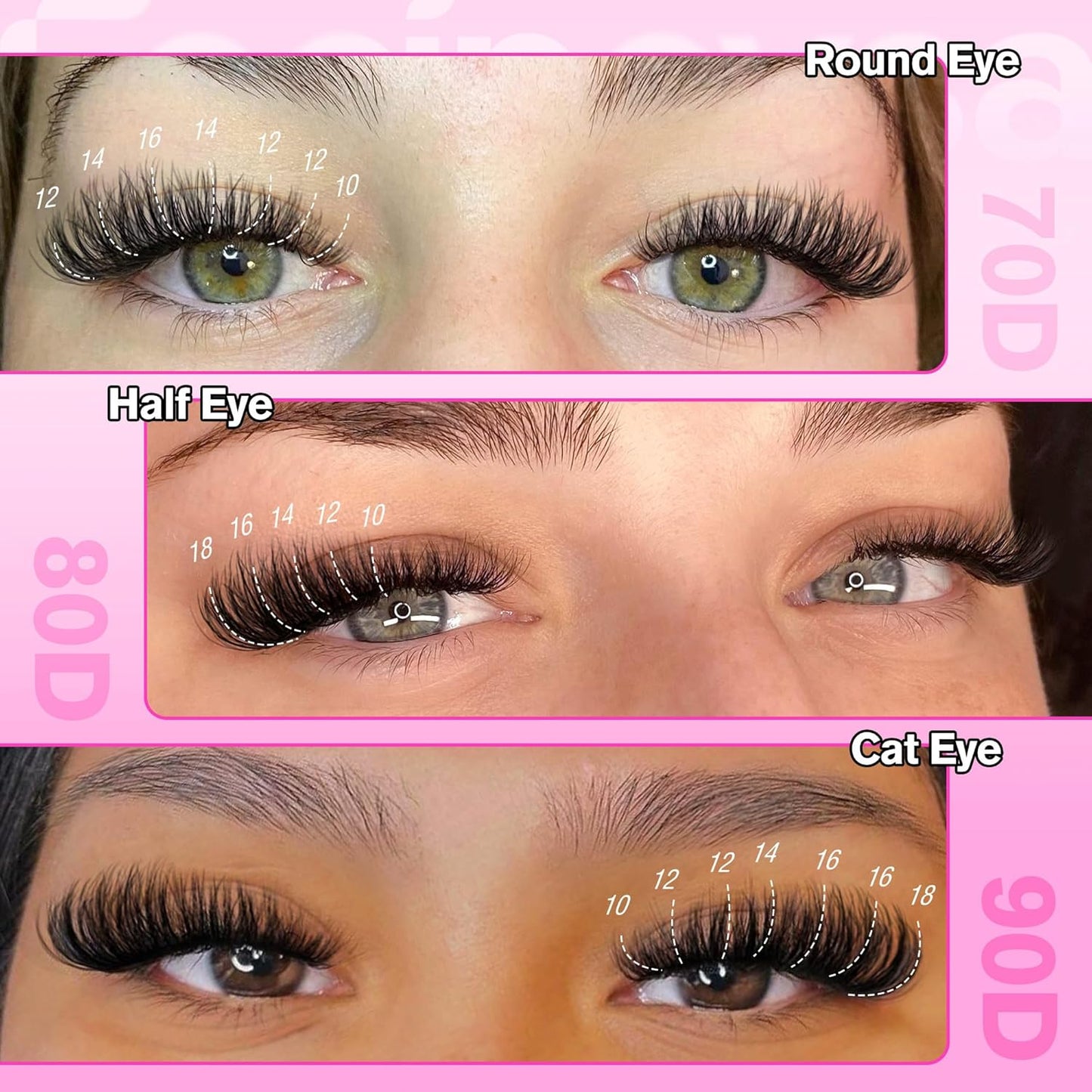 Focipeysa Full Volume Lash Extension Kit 70D 80D 90D Thick Lash Extension Kit 10-18mm Wispy Lash Clusters Individual Lashes Kit with Lash Bond and Seal for DIY Lash Extension at Home