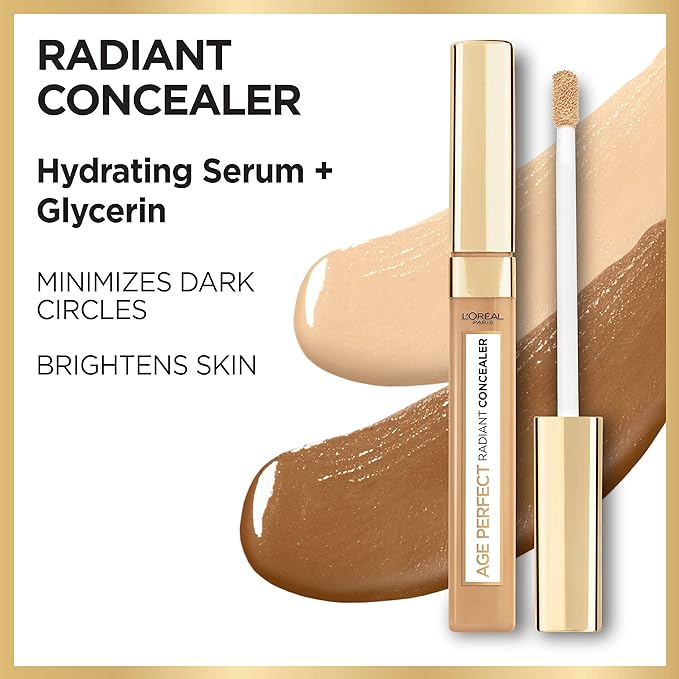 L’Oréal Paris Age Perfect Radiant Concealer with Hydrating Serum and Glycerin, Nude Beige