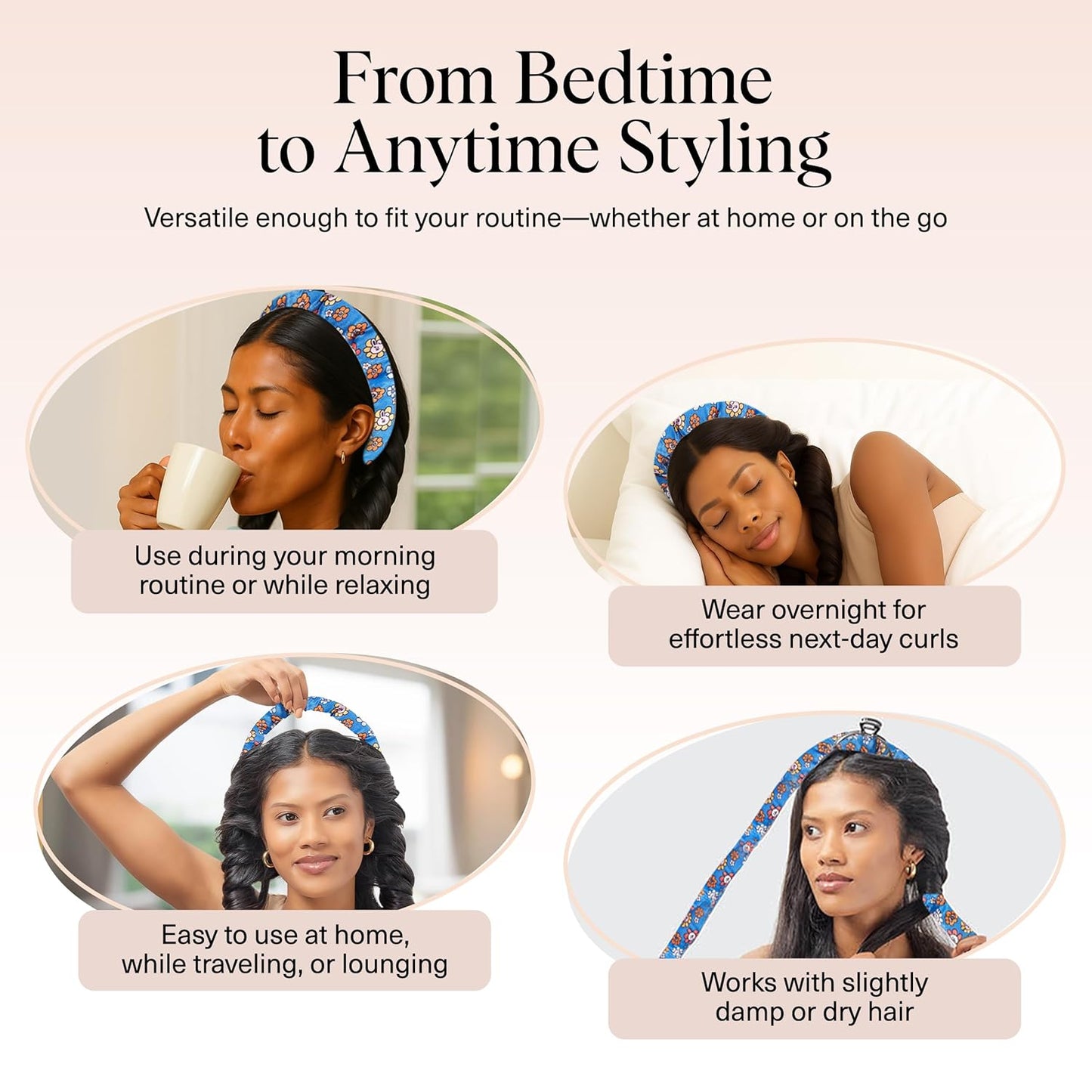 BT21 x Kitsch Satin Heatless Hair Curler Set - Heatless Curls Overnight, Hair Rollers for Soft Curls & Frizz-Free Styling, No Heat Curlers To Sleep in, Curling Rod Headband for Overnight Curl - BT21