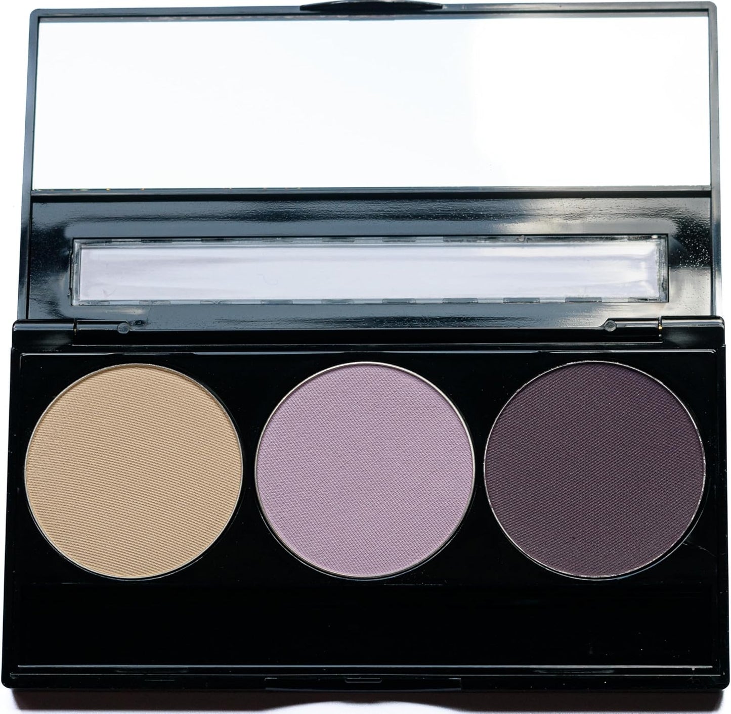 Off White, Matte Light Lavender, and Matte Deep Purple Vegan Eyeshadow Trio Palette; Talc, Paraben & Cruelty Free