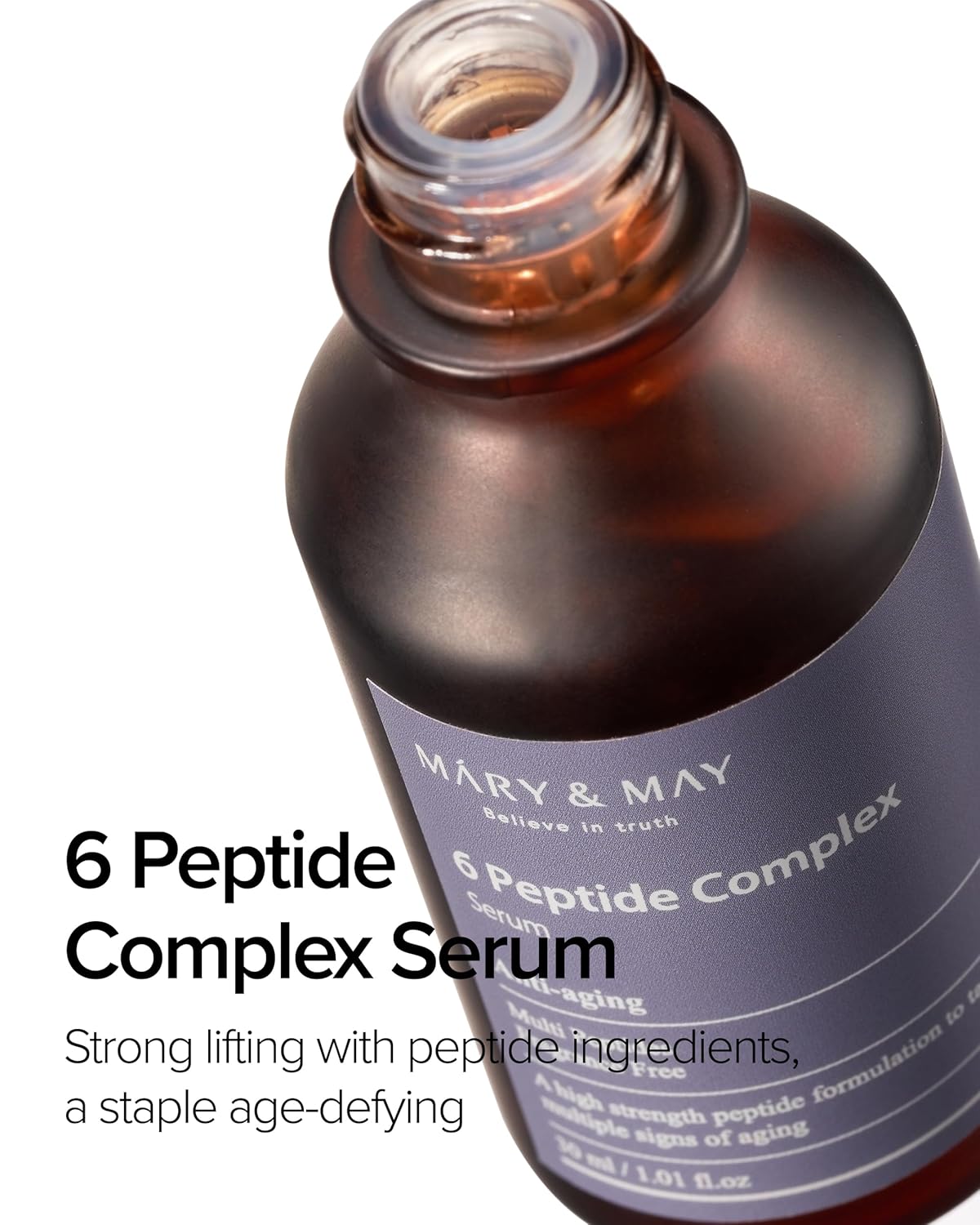 Mary&May 6 Peptide Complex Serum - Advanced Wrinkle Improvement with Firming and Lifting Effects - Korean Skincare - Fragrance Free, Hypoallergenic, Quick Absorbing, 1.01oz.
