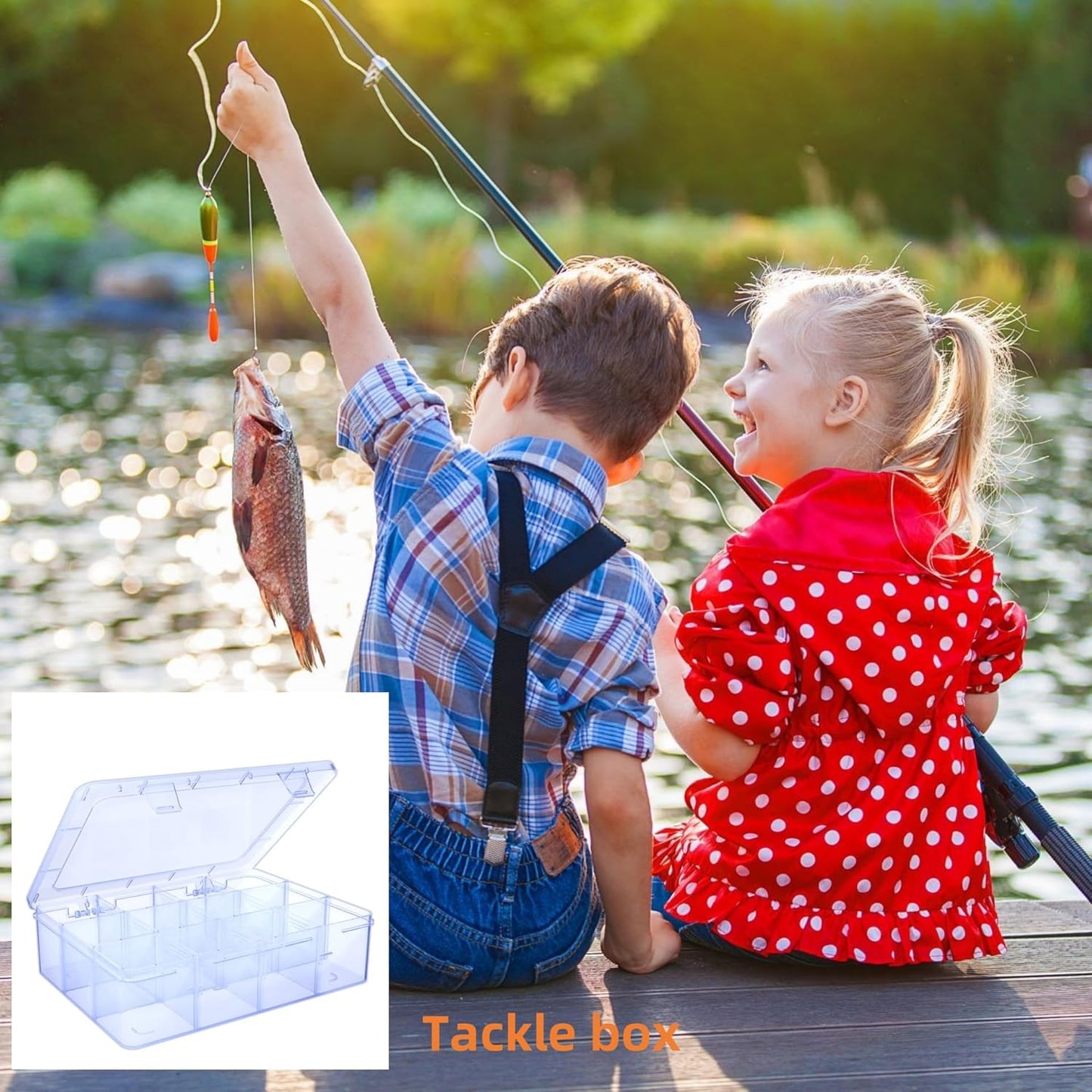 Plastic Organizer Tackle Box, 12 Grids Clear Bead Organizer Compartment Box with Removable Dividers for Snackle box,Parts, Earring Container Tool Fishing Hook Hair Accessories