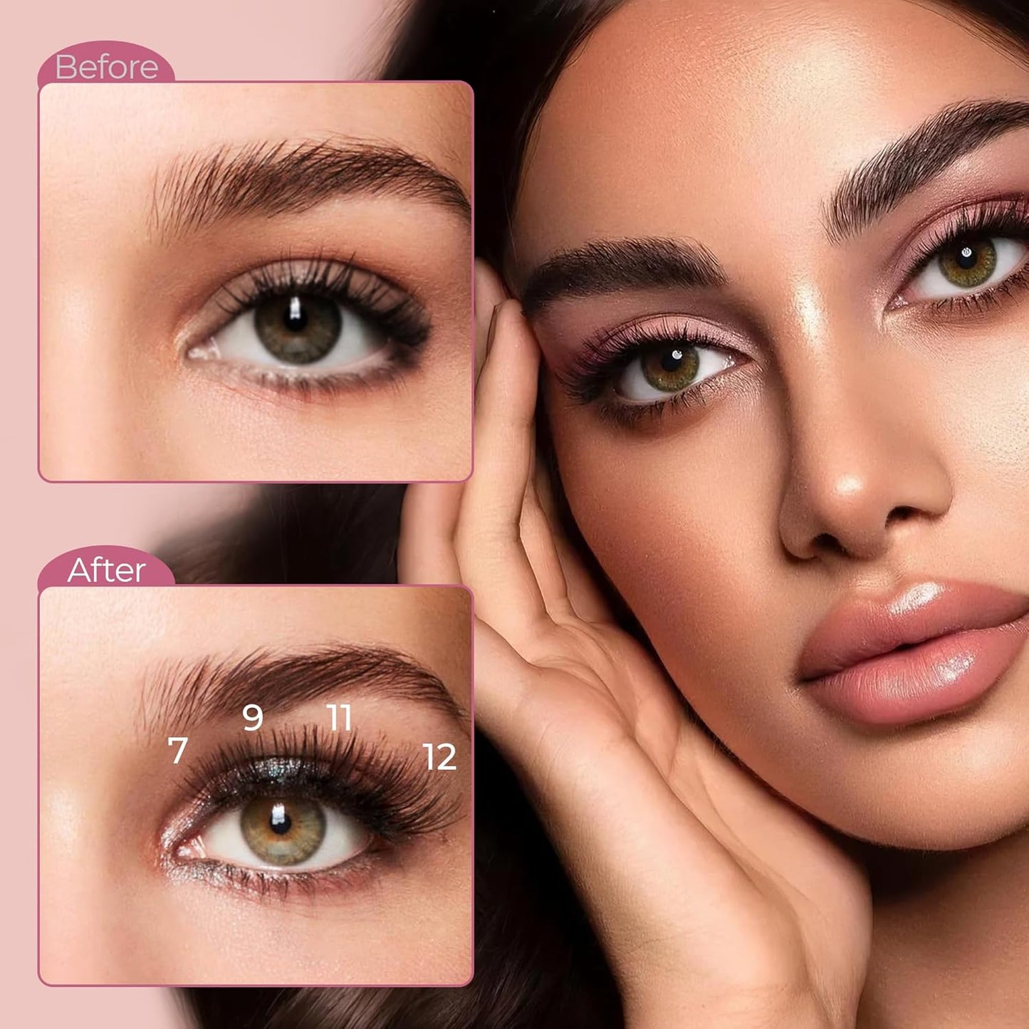 Wispy Lashes - Natural False Eyelashes Strip Lashes with Clear Band for Daily Wear 7 Pairs Cat Eye Lashes 12mm Reusable Fake Lashes That Look Like Extensions