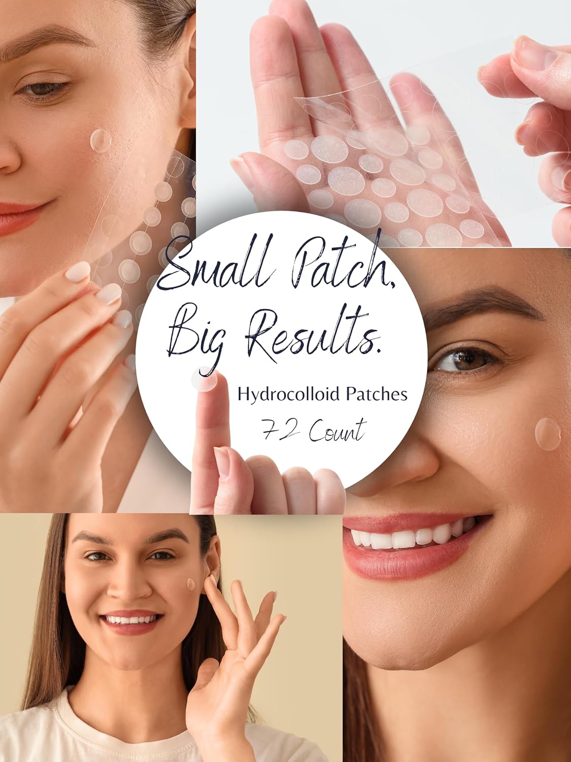 Acne Patch Ultra Thin Invisible Spot Cover- Fast Acting Hydrocolloid Pimple Patch with Salicylic Acid, Centella Asiatica & Tea Tree Oil- 72 Ct. Effective Treatment Absorbs Zits and Blemishes