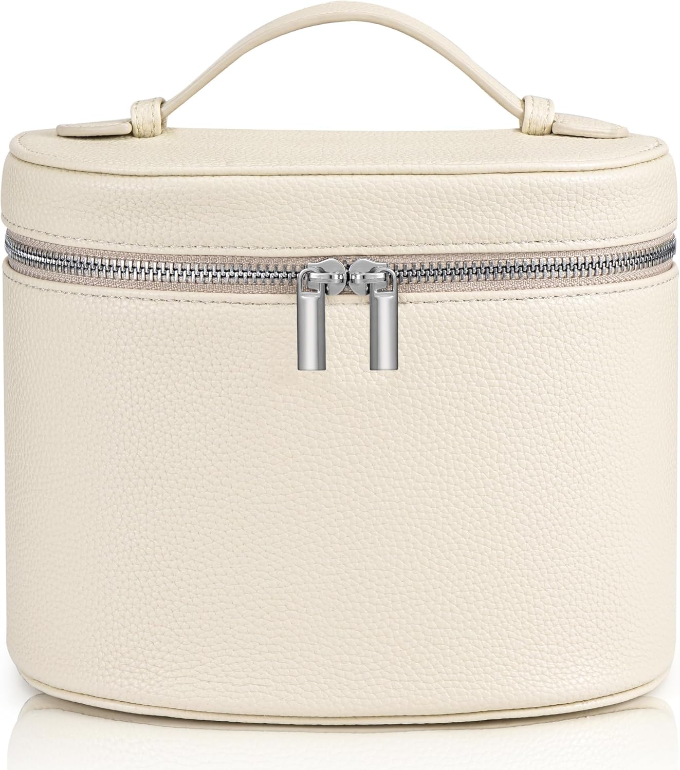 Makeup Bag Vanity Case Cosmetic Bag with Removable Divider Travel Toiletry Bag for Women Portable Make up Box Organizer, Beige